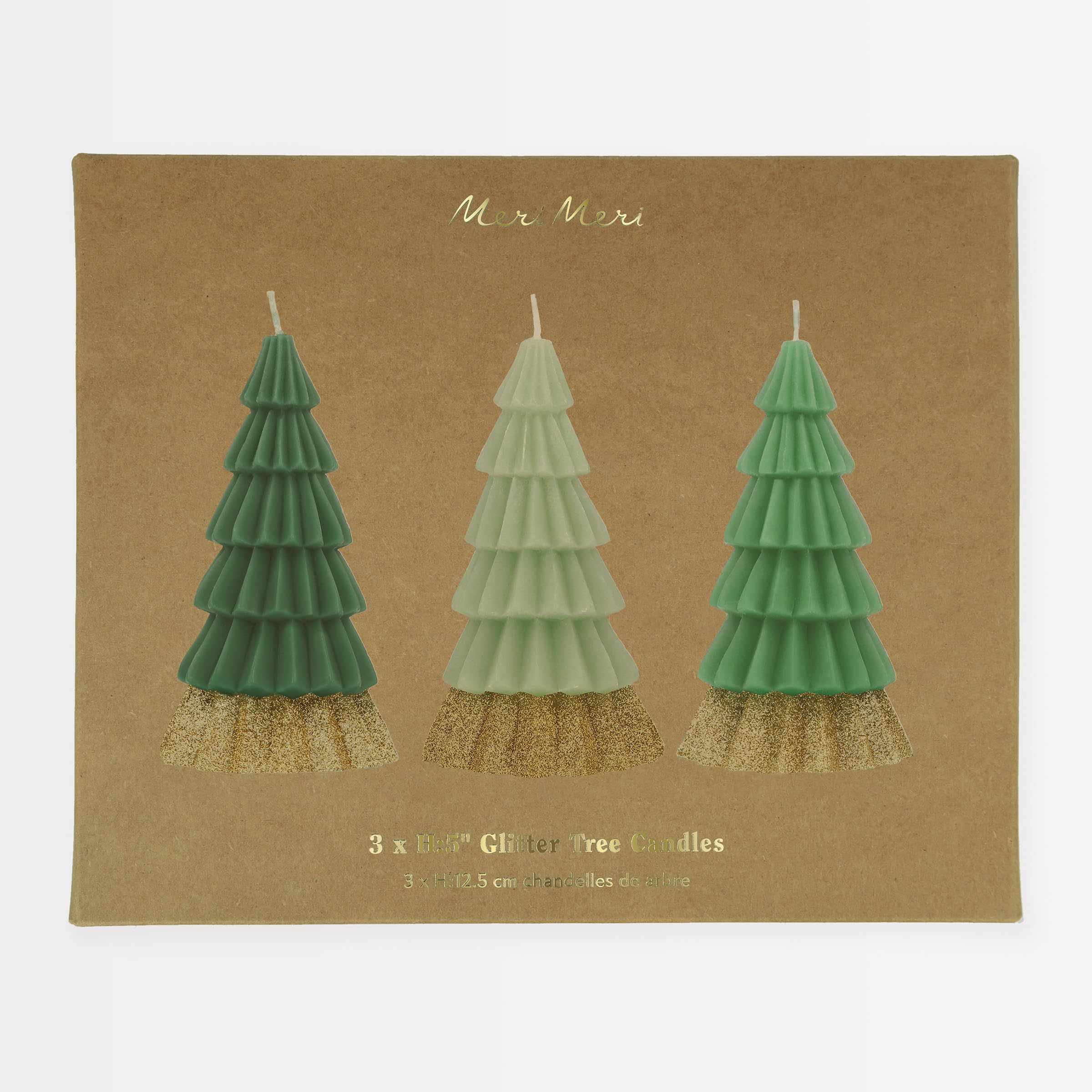 Meri Meri Green Tree Christmas Candles (Pack of 3), Unscented Decorative Candles, 5" Tall, Long Lasting, Approximate Burn Time 3.5hrs - Image 5