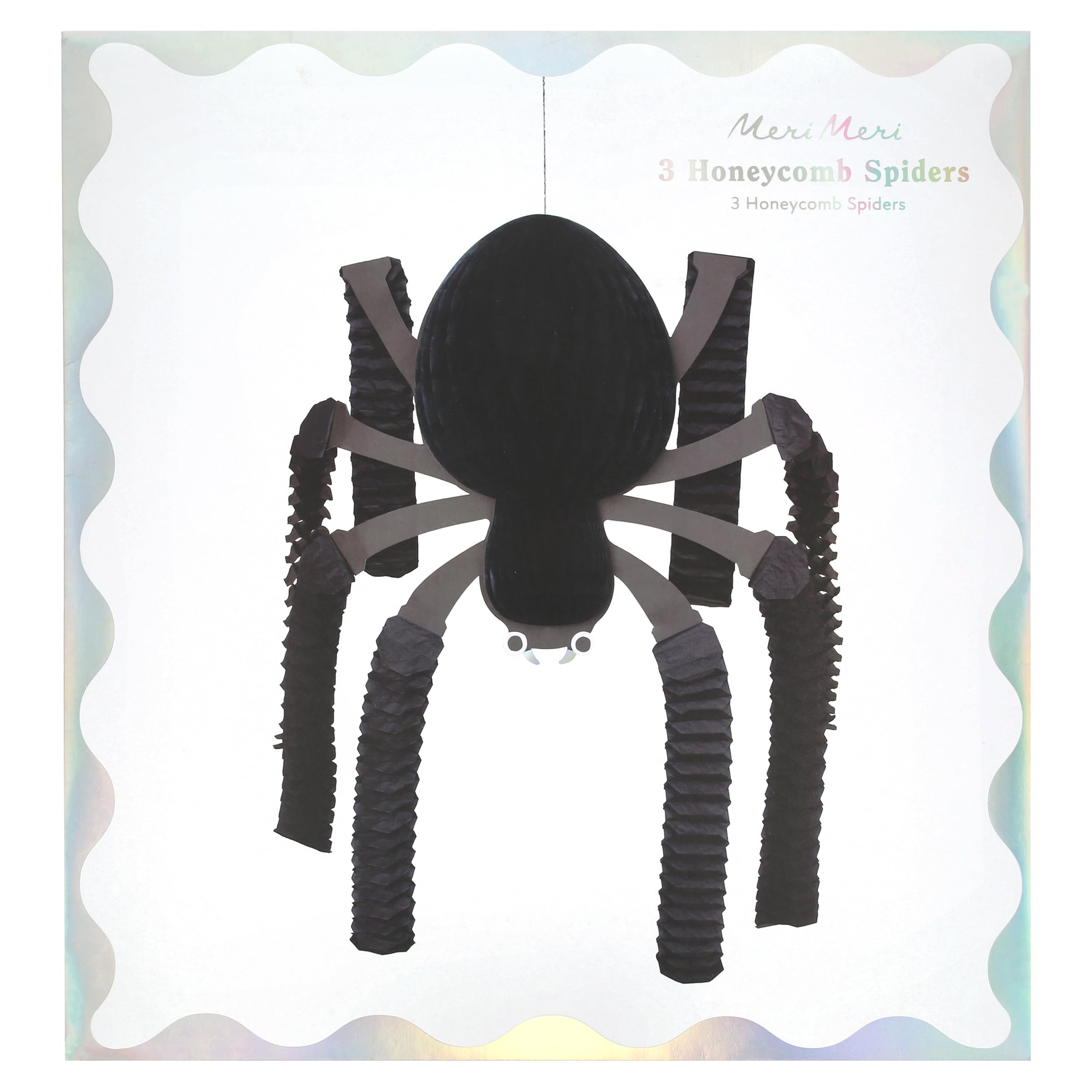 Meri Meri Halloween Hanging Honeycomb Spiders (Pack of 3), Hidden Magnet for Easy Hanging Halloween Party Decorations, Reusable, 16" x 23" x4", Everything Included - Image 4