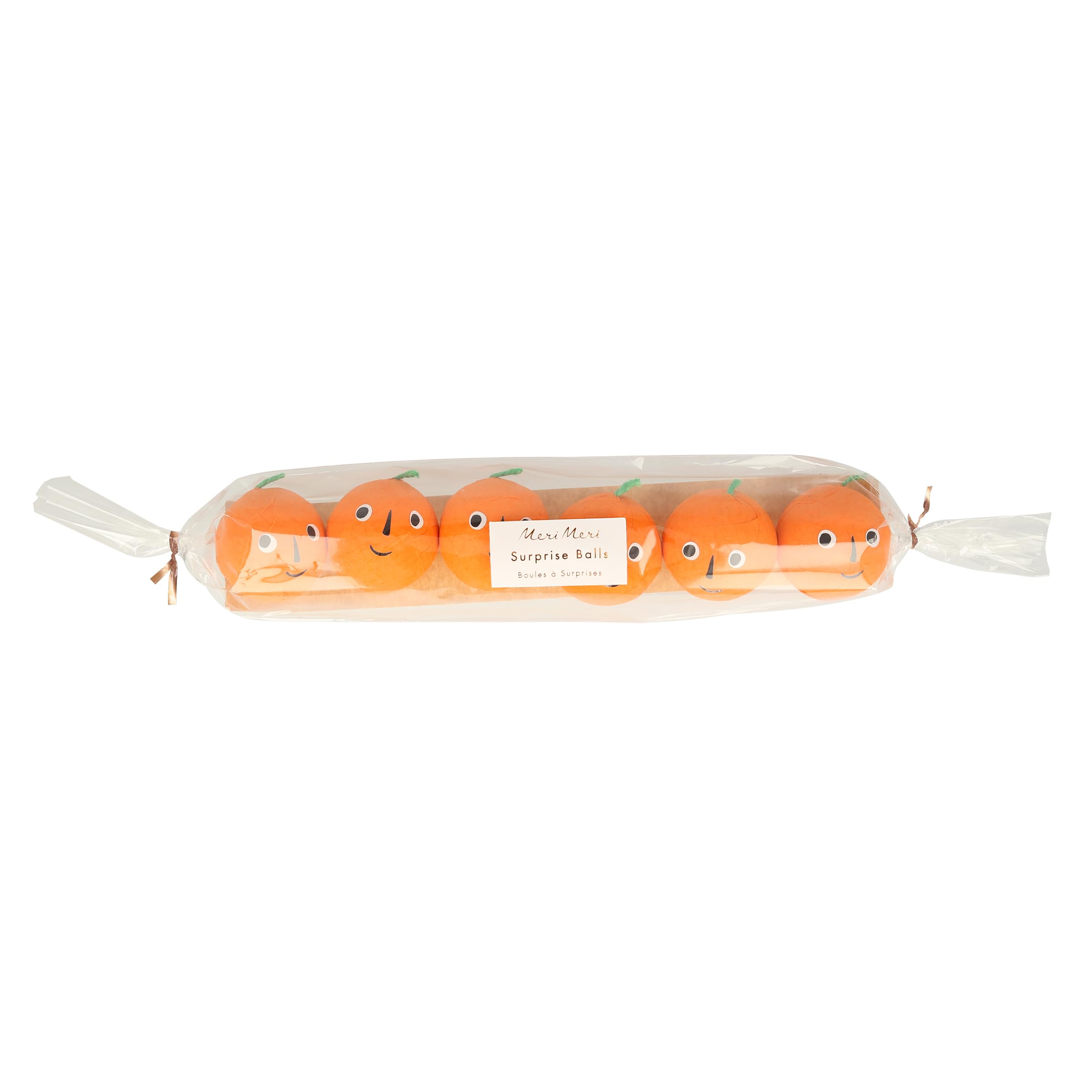 Meri Meri Halloween Pumpkin Surprise Balls (Pack of 6), Orange Jack O' Lantern Pumpkin Halloween Party Favors, Ages 3+, 2" x 2" x 2" Table Decorations - Image 5