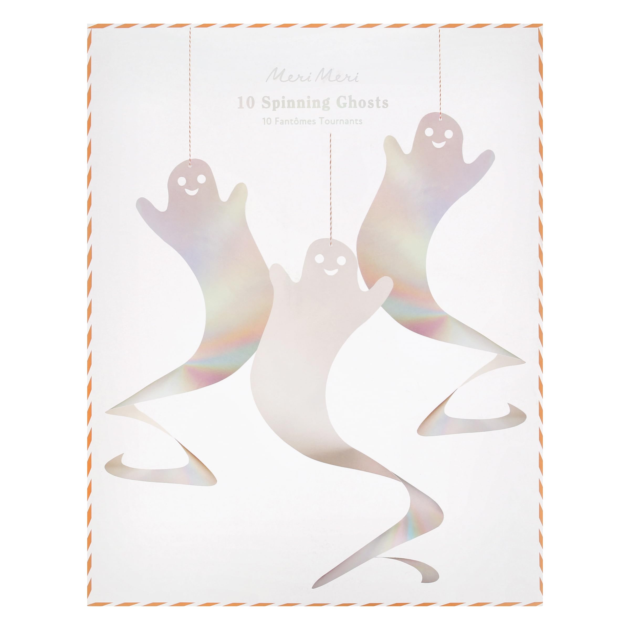 Meri Meri Halloween Spinning Ghost Hanging Decorations (Pack of 10), 20" Tall, Includes Hanging Twine, Easy to Hang, Double Sided Silver Foil Halloween Party Decorations - Image 6