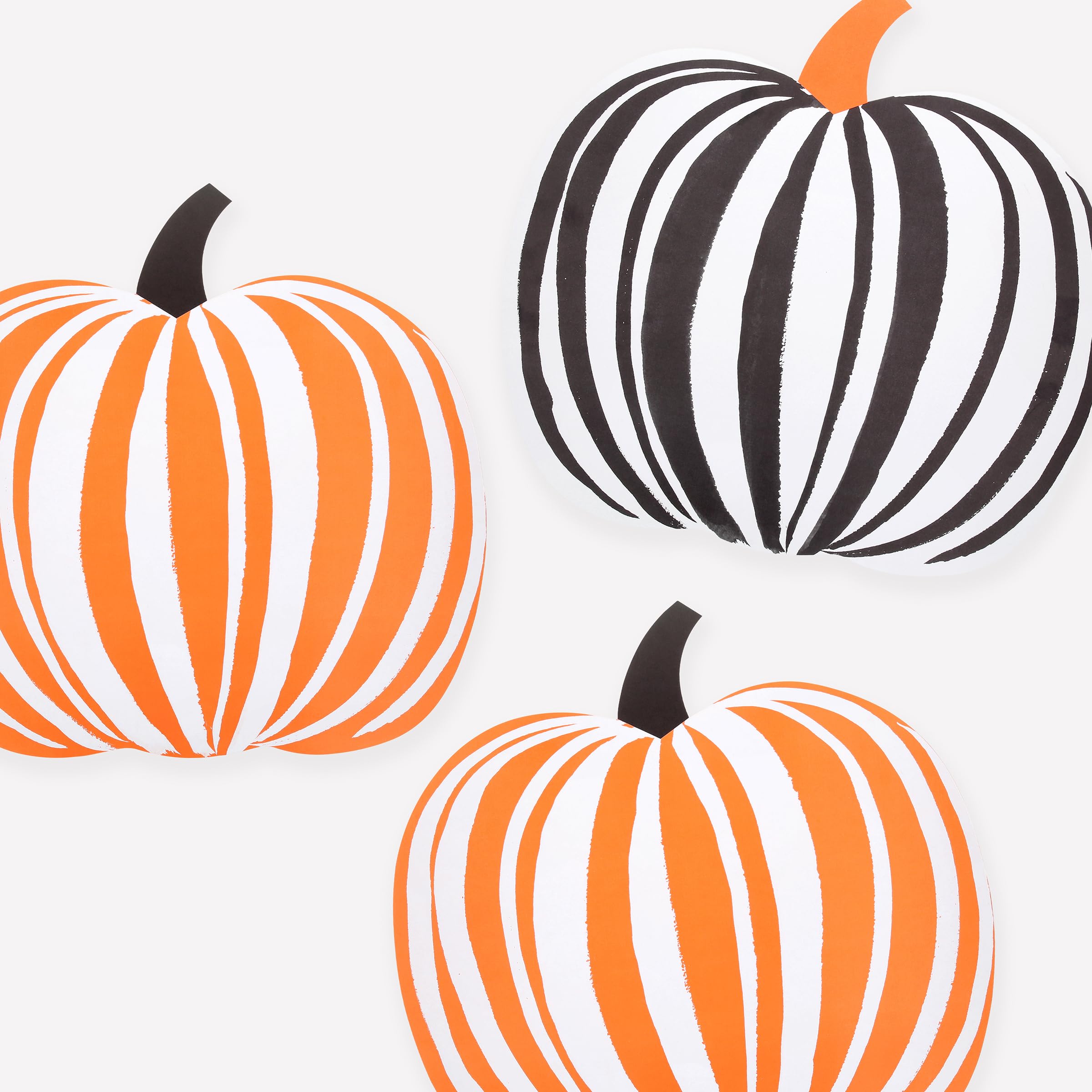 Meri Meri Halloween Stripe Pumpkin Placemats (Pack of 12), 16 x 15.375, Disposable Oversize Halloween Table Decorations
