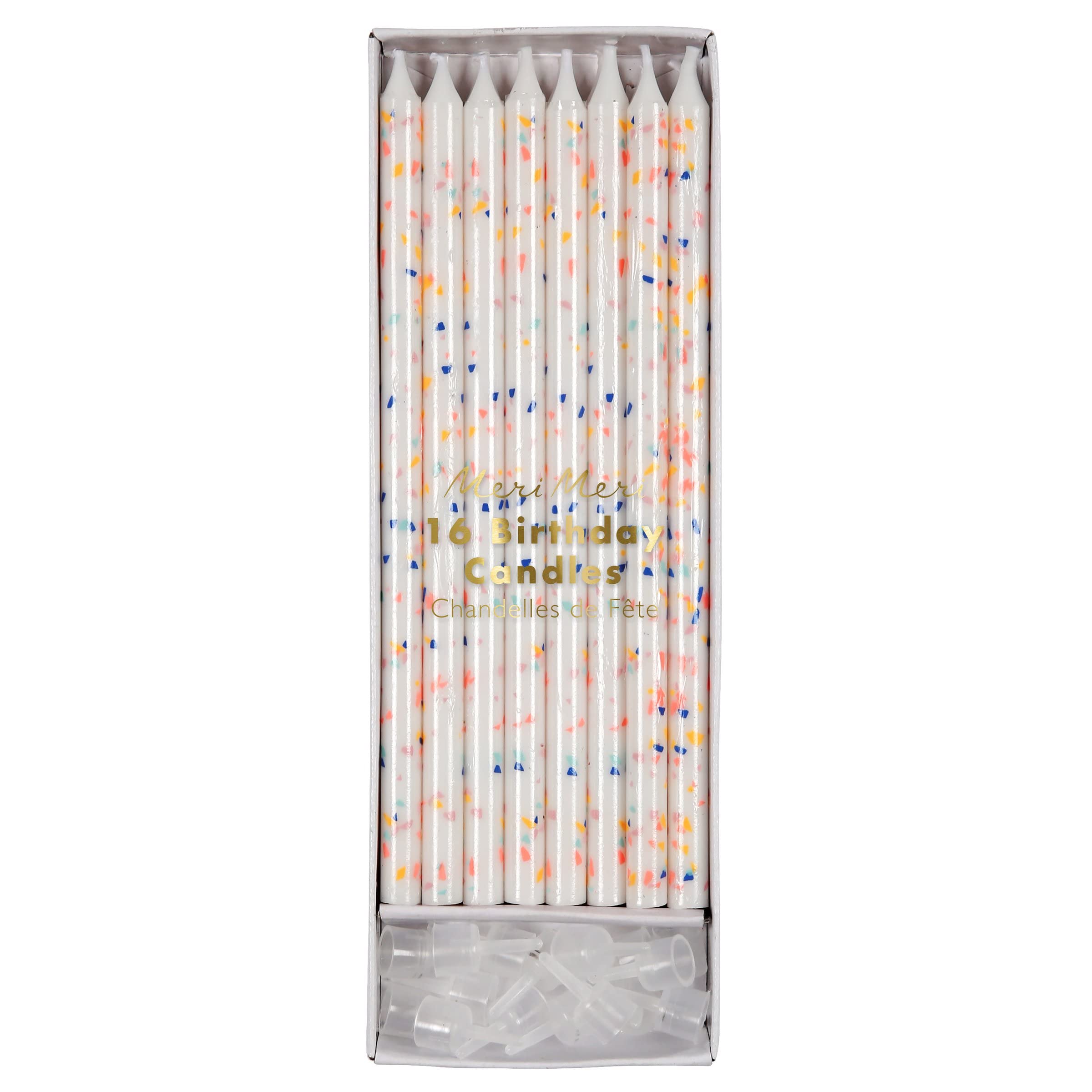 Meri Meri Happy Birthday Candles for Cake - Pack of 16, 2 Sizes, Unscented