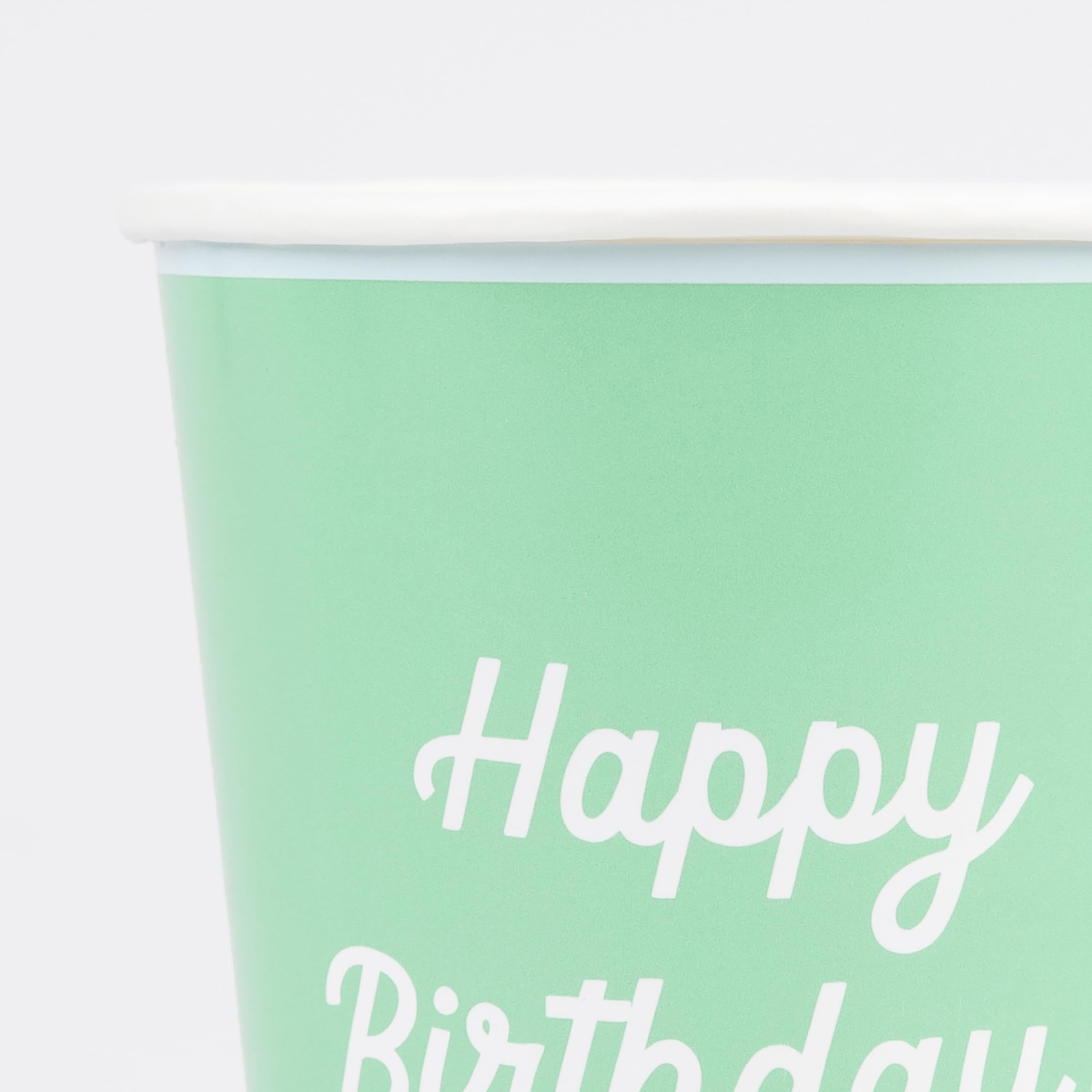 Meri Meri Happy Birthday Cups (Pack of 8), Disposale Party Cups, For Kids & Adults, 8 Vibrant Colors, Sturdy Paper for Hot & Cold Drinks, 9oz Capacity - Image 3