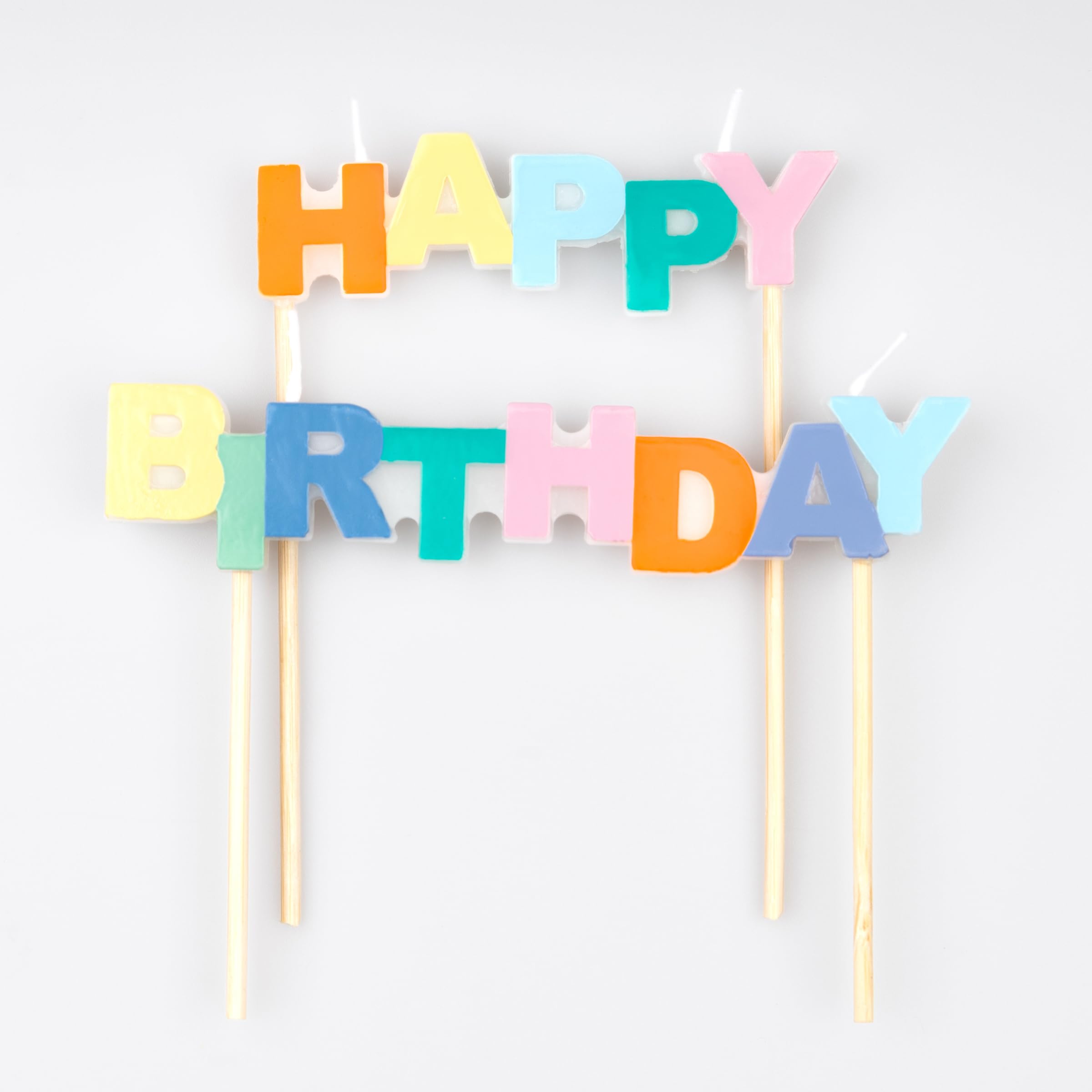 Meri Meri Happy Birthday Text Candle (Pack of 1), 2 Pieces, Happy Birthday Candle Set, 4.25" Tall, Unscented - Image 2