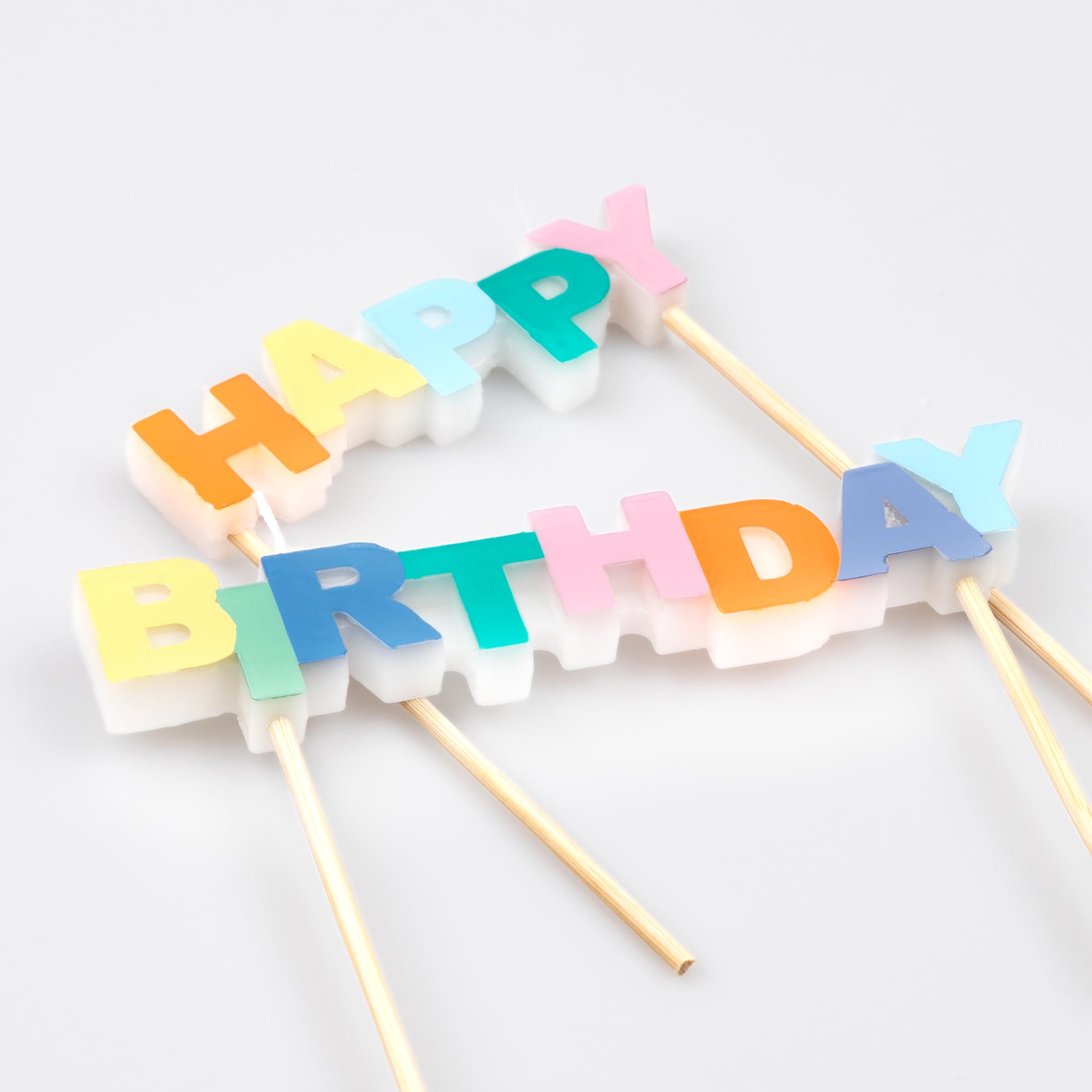 Meri Meri Happy Birthday Text Candle (Pack of 1), 2 Pieces, Happy Birthday Candle Set, 4.25" Tall, Unscented - Image 3