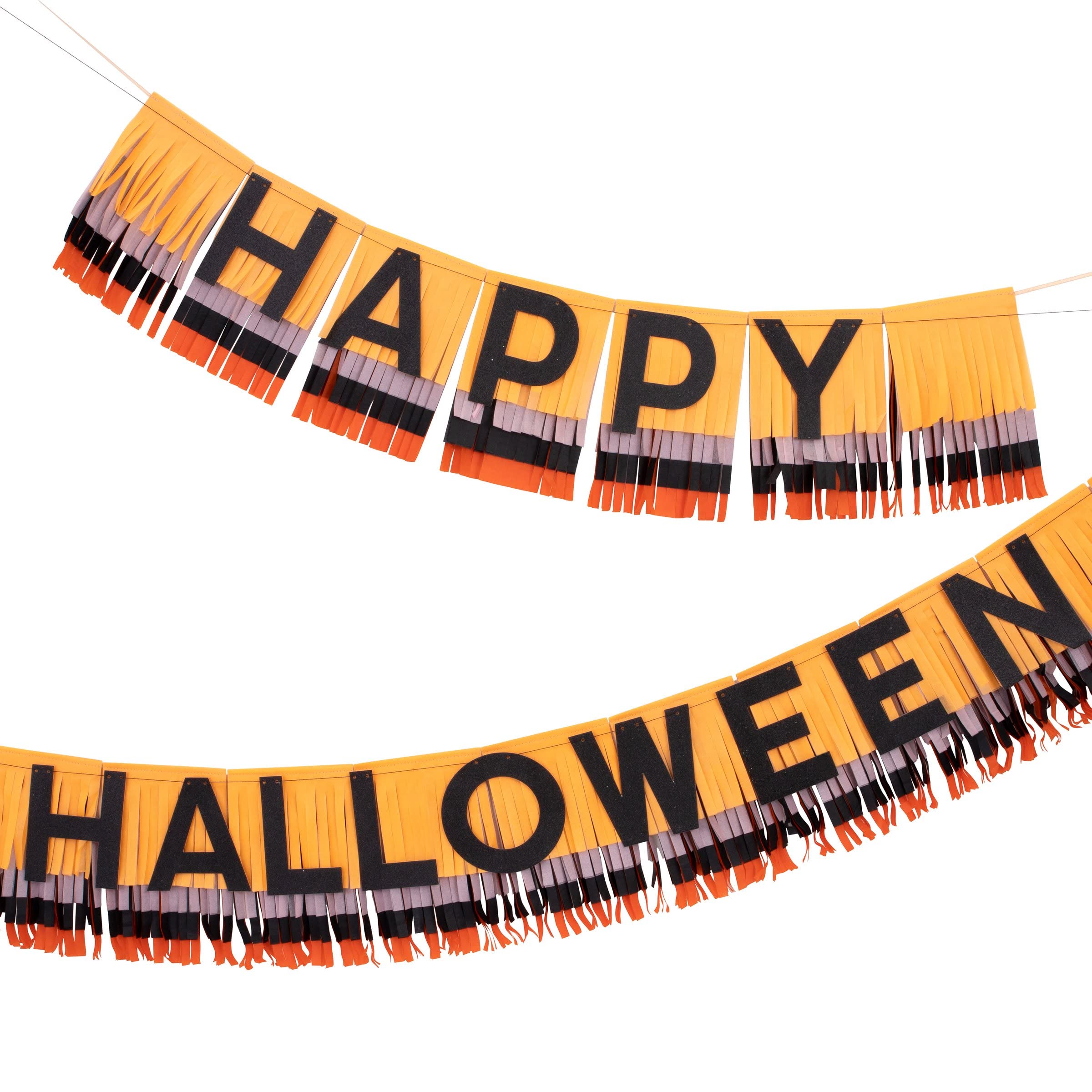 Meri Meri Happy Halloween! Fringe Garland (Pack of 1), 9.75' Strand with Excess Cord, Reusable Halloween Garland Party Decorations