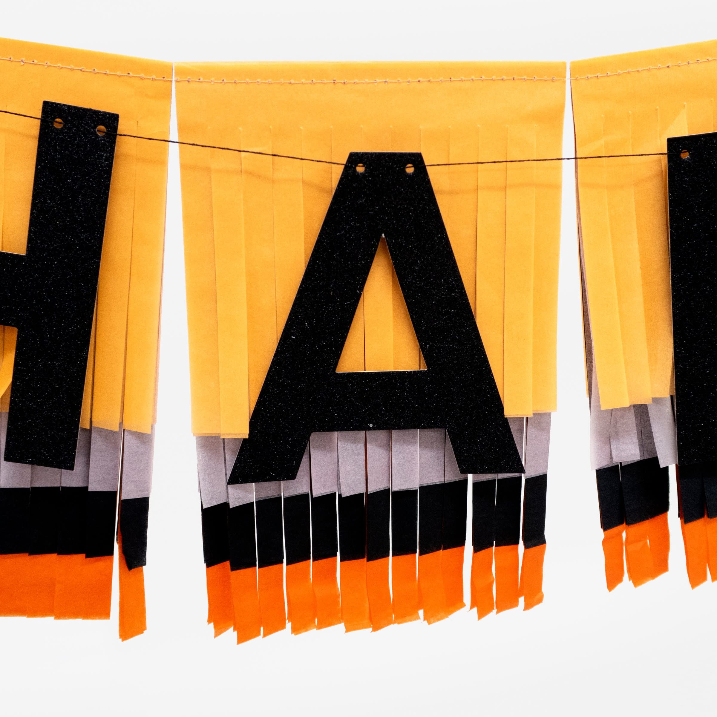 Meri Meri Happy Halloween! Fringe Garland (Pack of 1), 9.75' Strand with Excess Cord, Reusable Halloween Garland Party Decorations - Image 2