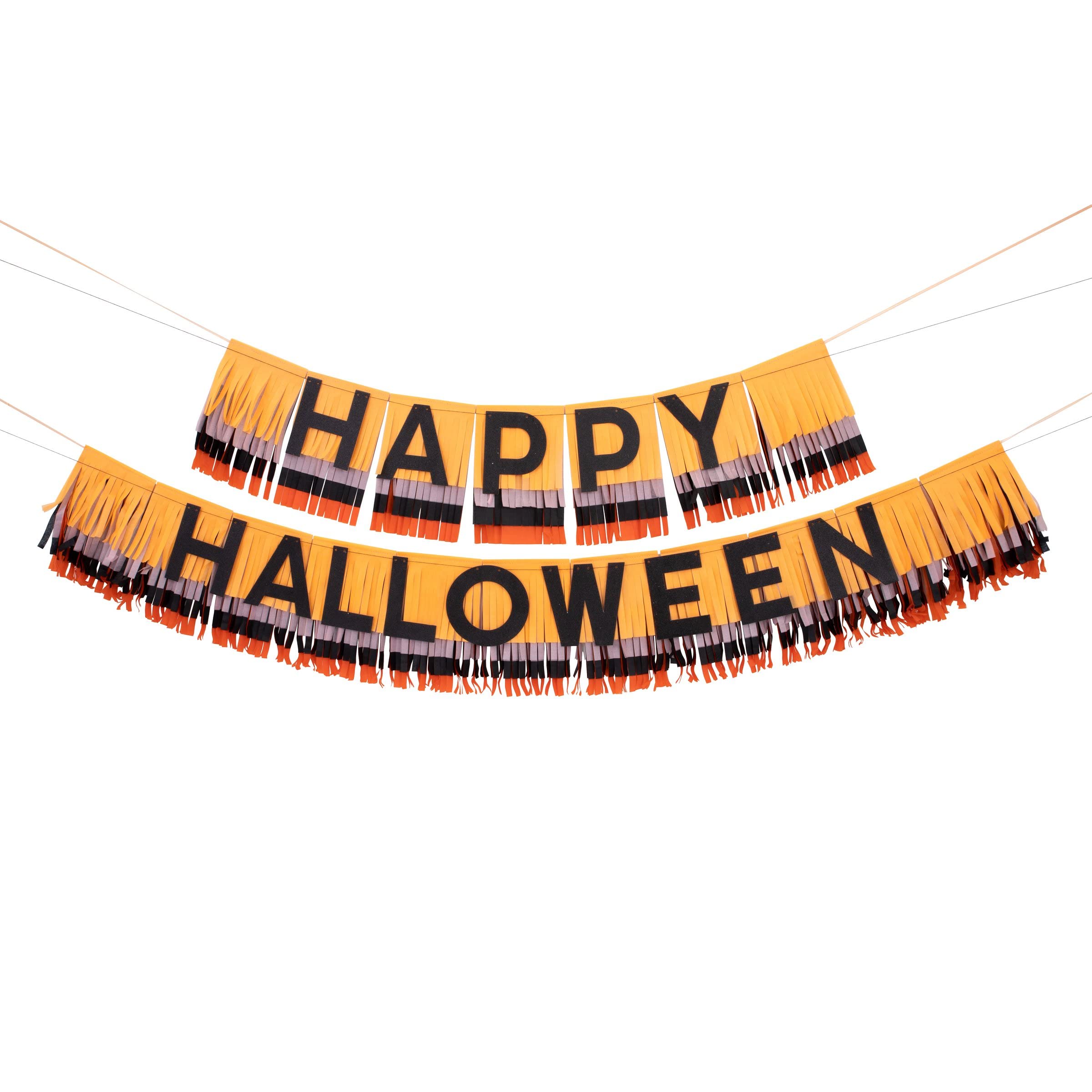 Meri Meri Happy Halloween! Fringe Garland (Pack of 1), 9.75' Strand with Excess Cord, Reusable Halloween Garland Party Decorations - Image 3