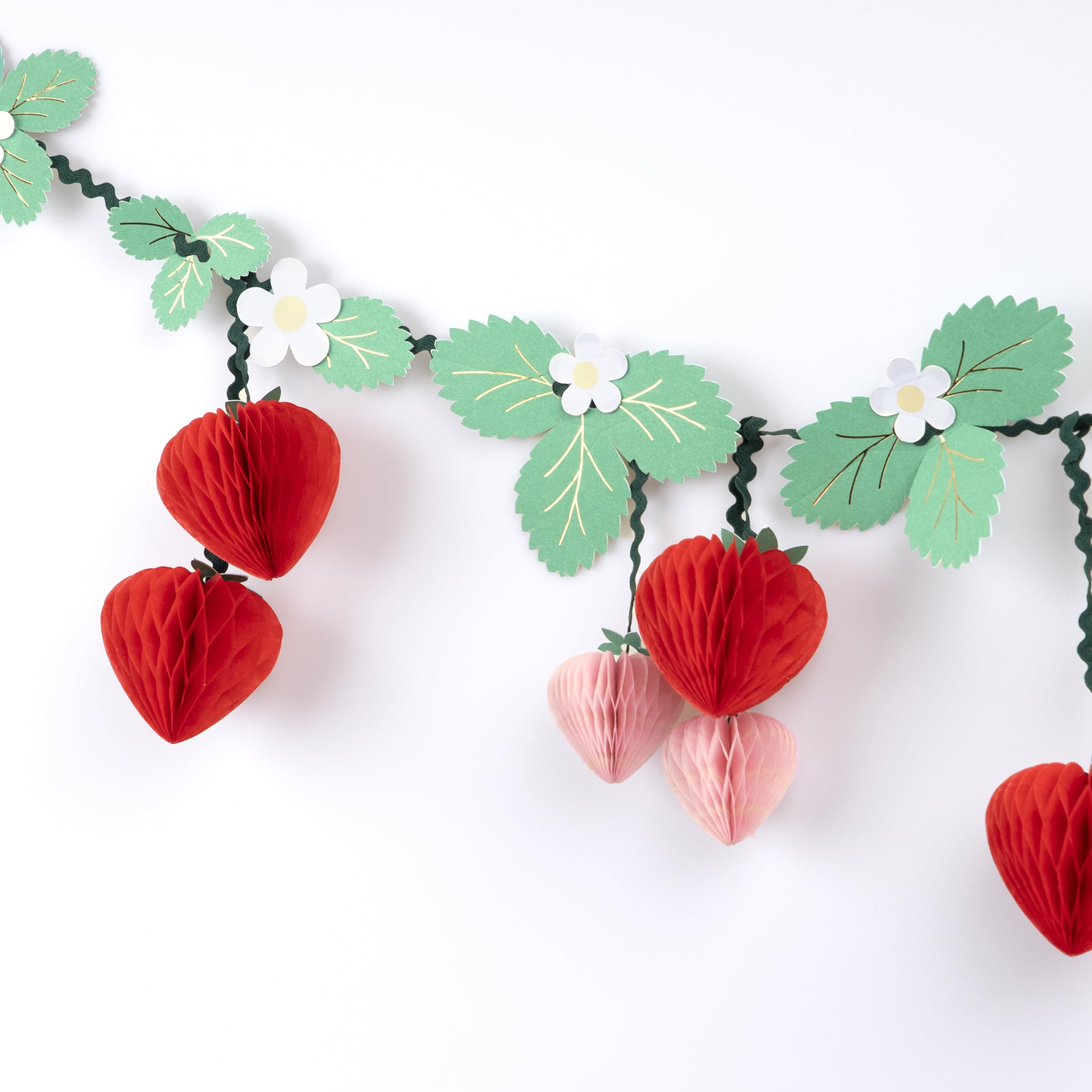 Meri Meri Honeycomb Strawberry Garland (Pack of 1), 3D Paper Garland, Easy to Hang, Reusable, Baby Shower Decorations, Garden Party, 8.8' Including Excess Cord - Image 3