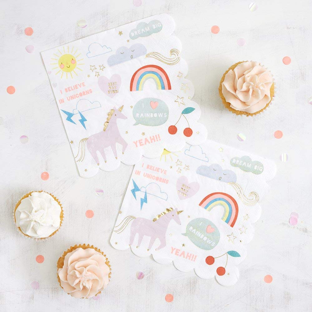 Meri Meri, I Believe in Unicorn Napkins, Pack of 16 - Large - Image 3