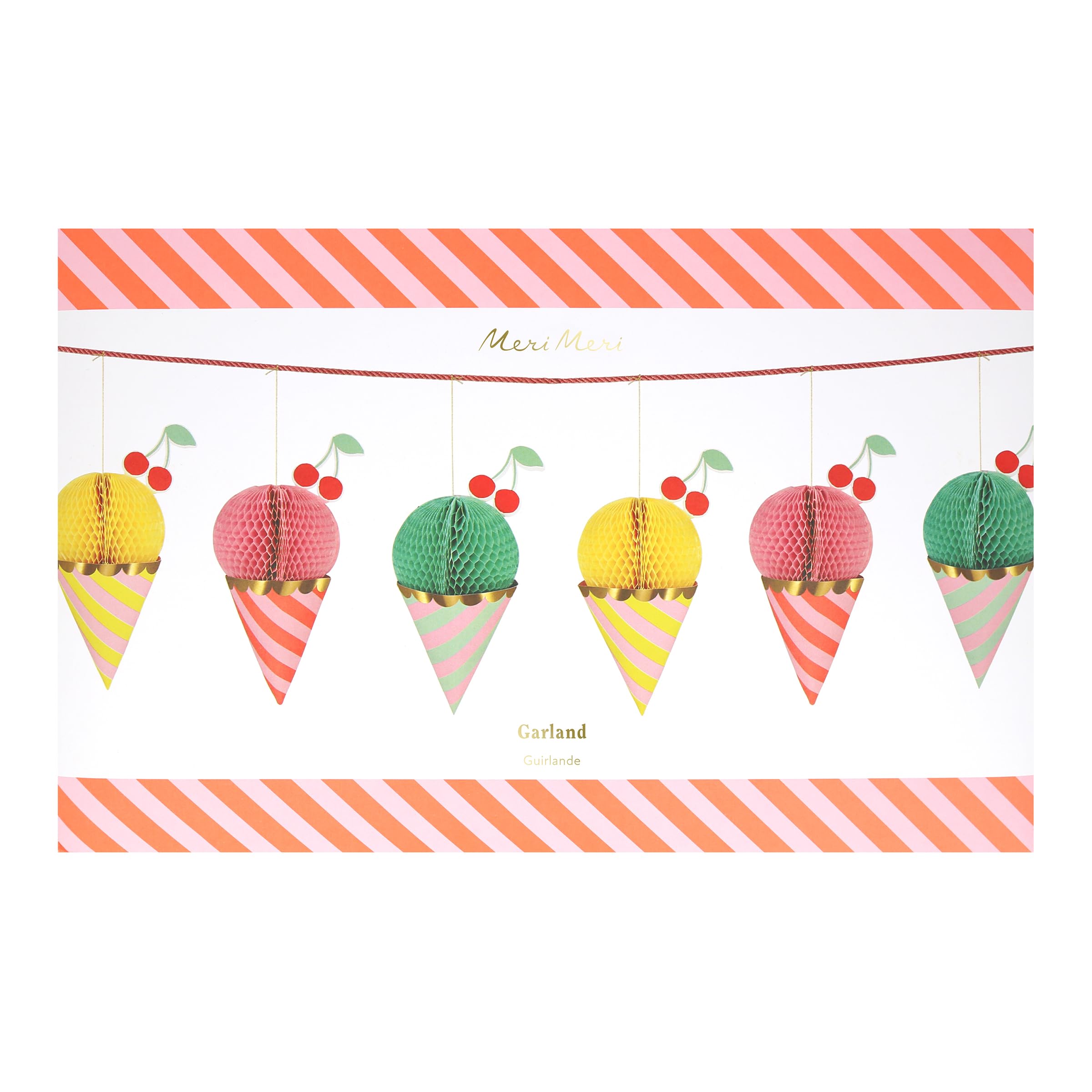 Meri Meri Ice Cream Honeycomb Banner (Pack of 1), Reusable Party Decorations, 10' Party Banner Including Excess Cord - Image 5