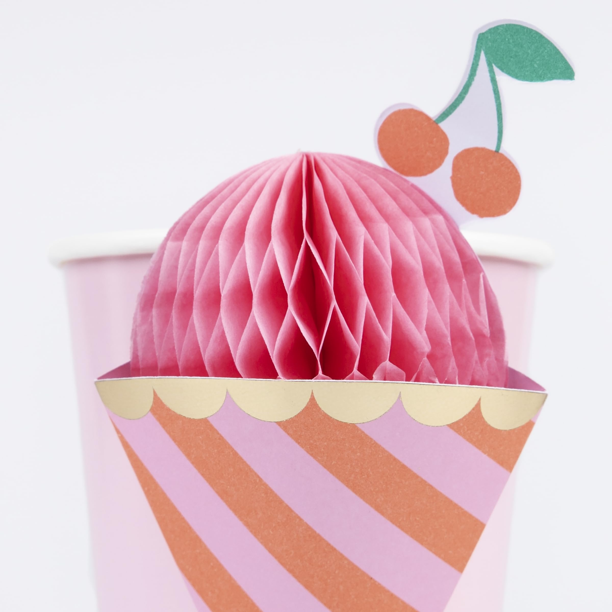 Meri Meri Ice Cream Party Cups (Pack of 8), Disposable Paper Cups, Hot & Cold Drinks, Kids & Adults, 3 Colorful Striped Designs, 9oz Capacity - Image 3