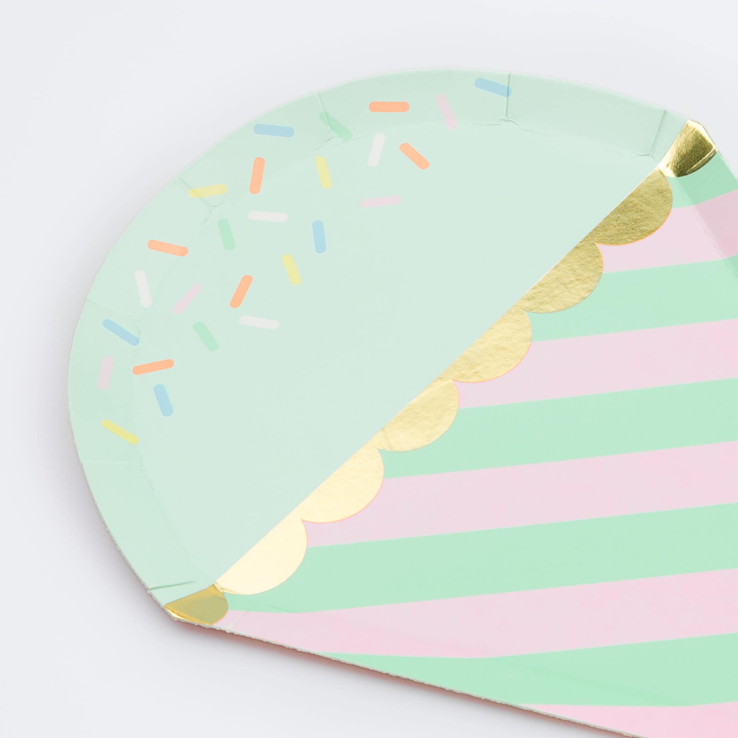 Meri Meri Ice Cream Party Plates (Pack of 8), Paper Disposable Plates for Brithday Party and Ice Cream Parties, Gold Foil Details, Disposable, Kids & Adults, 6.25" x 10.375" - Image 3