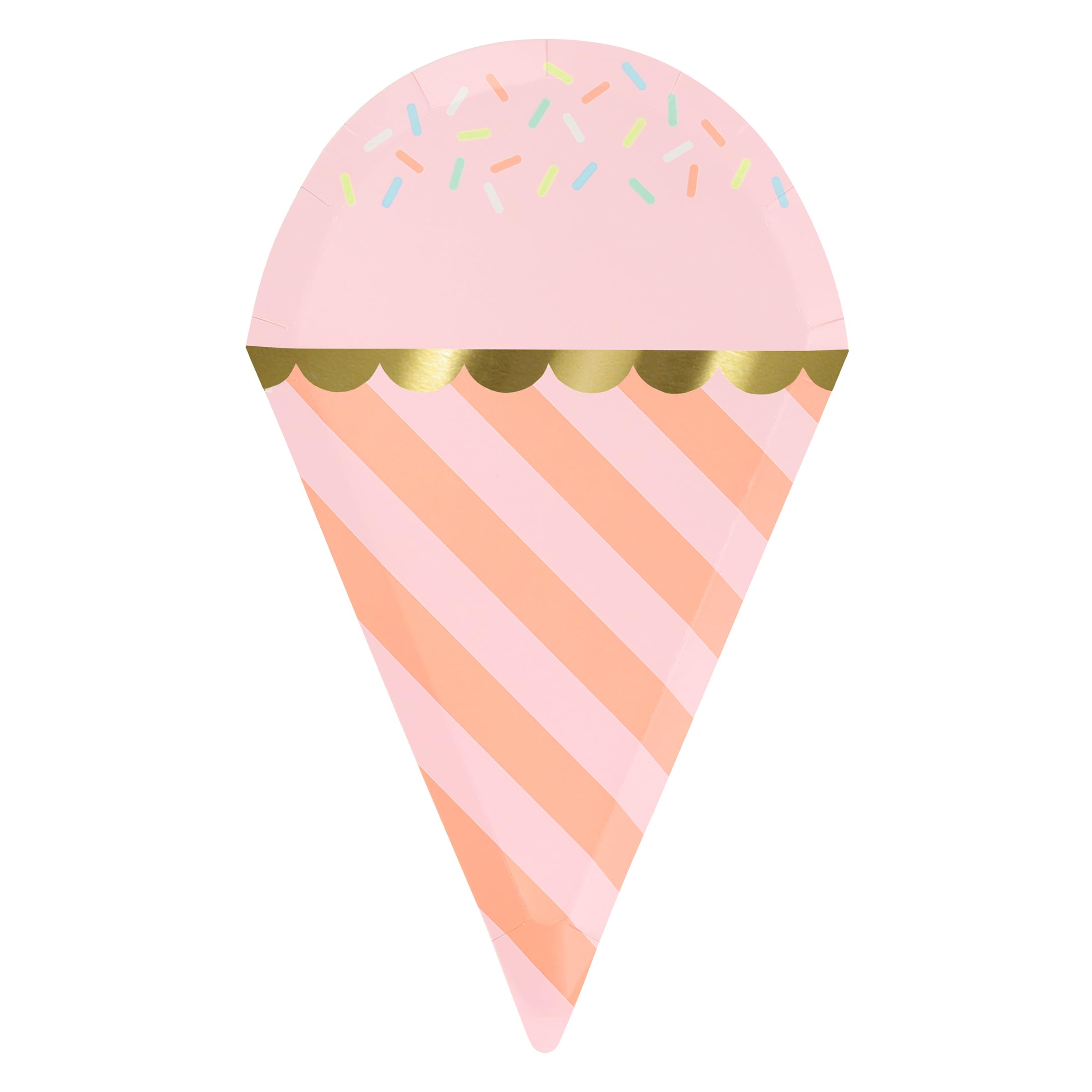 Meri Meri Ice Cream Party Plates (Pack of 8), Paper Disposable Plates for Brithday Party and Ice Cream Parties, Gold Foil Details, Disposable, Kids & Adults, 6.25" x 10.375" - Image 4