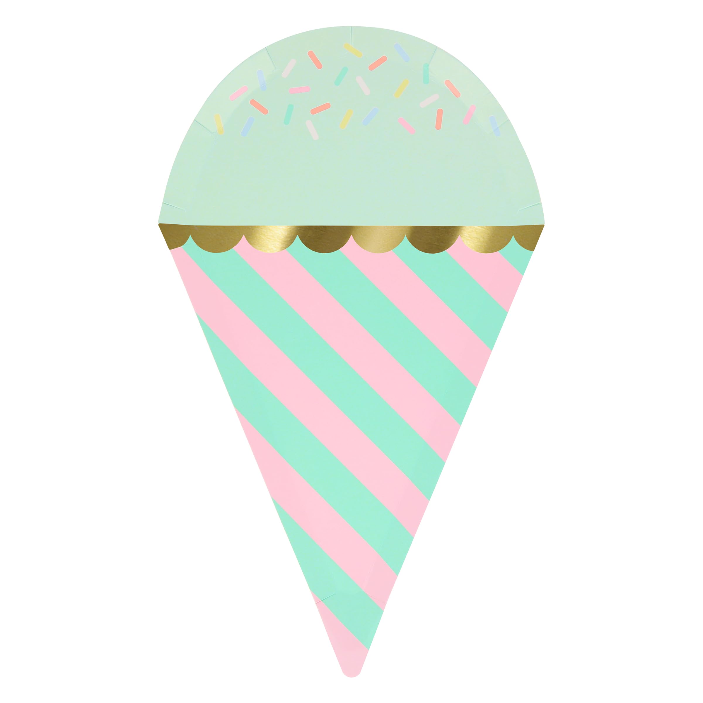 Meri Meri Ice Cream Party Plates (Pack of 8), Paper Disposable Plates for Brithday Party and Ice Cream Parties, Gold Foil Details, Disposable, Kids & Adults, 6.25" x 10.375" - Image 5