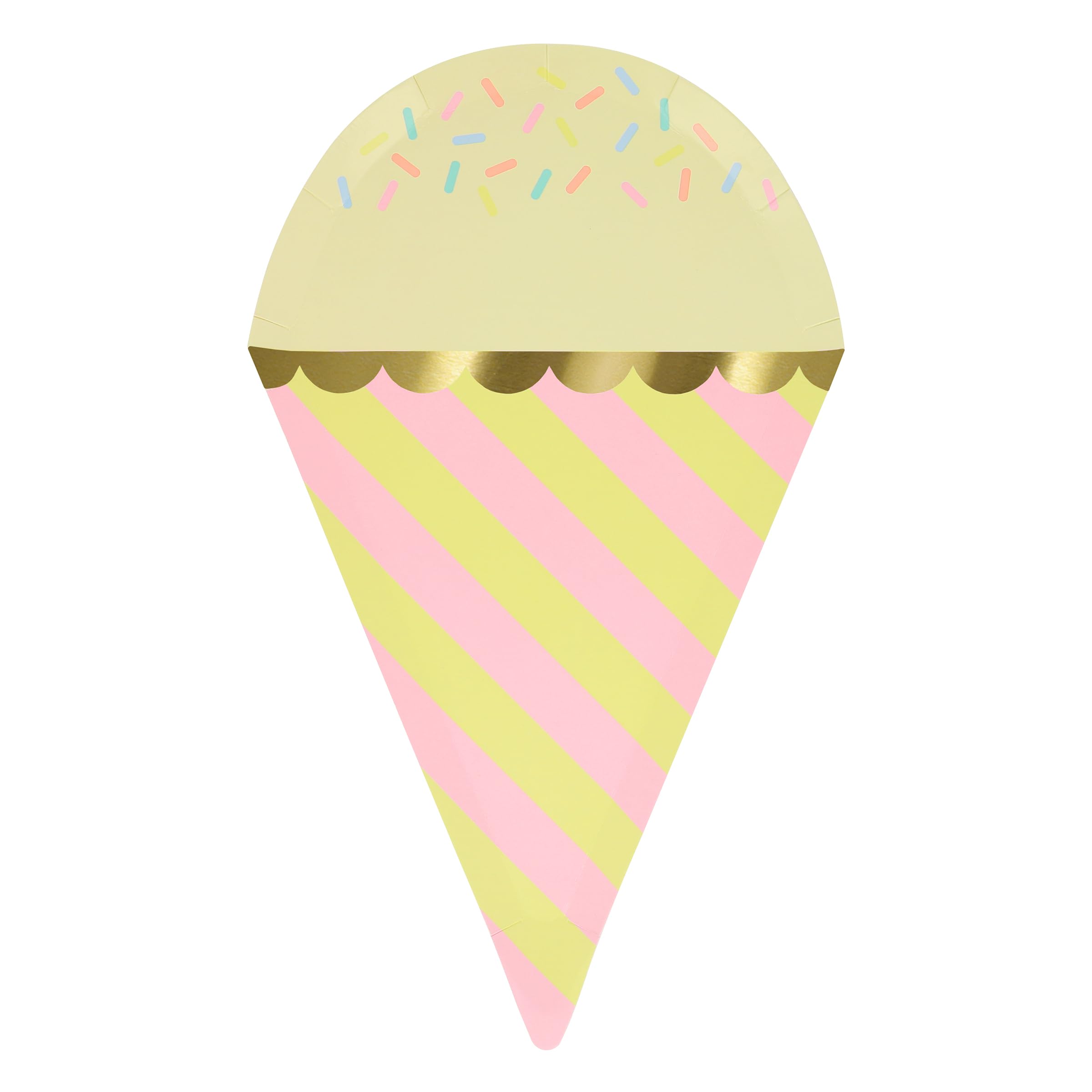 Meri Meri Ice Cream Party Plates (Pack of 8), Paper Disposable Plates for Brithday Party and Ice Cream Parties, Gold Foil Details, Disposable, Kids & Adults, 6.25" x 10.375" - Image 6
