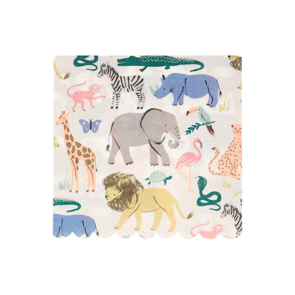 Meri Meri Large Safari Animals Napkins (Pack of 20), Thick & Absorbent 3-Ply Paper Napkins, Disposable - Image 3