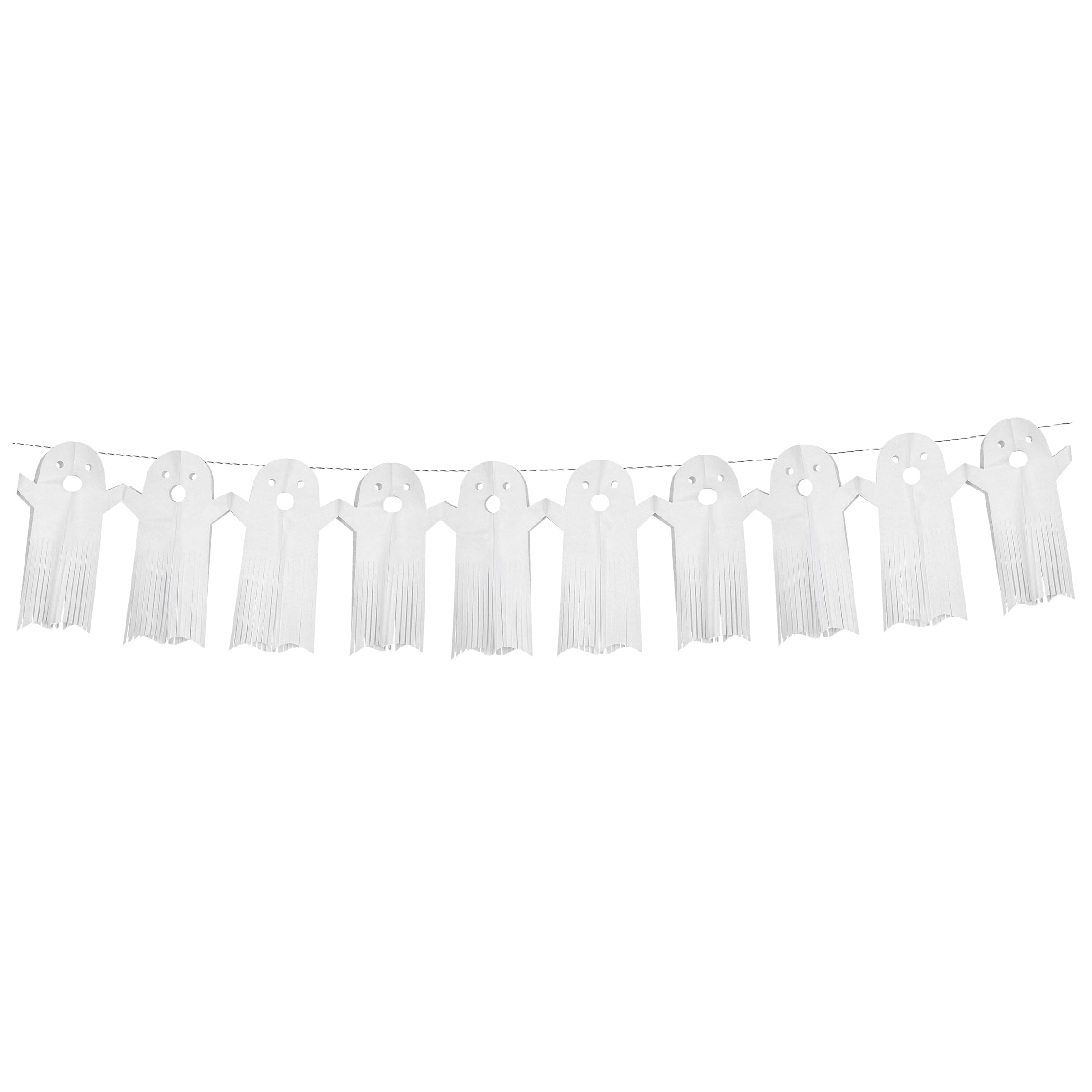 Meri Meri Large Tissue Paper Ghosts Halloween Garland (Pack of 1), 6.5’ Strand with Excess Cord, Features 10 White Ghosts with Cut Out Fringed Details, Large Reusable Halloween Party Decoration - Image 4