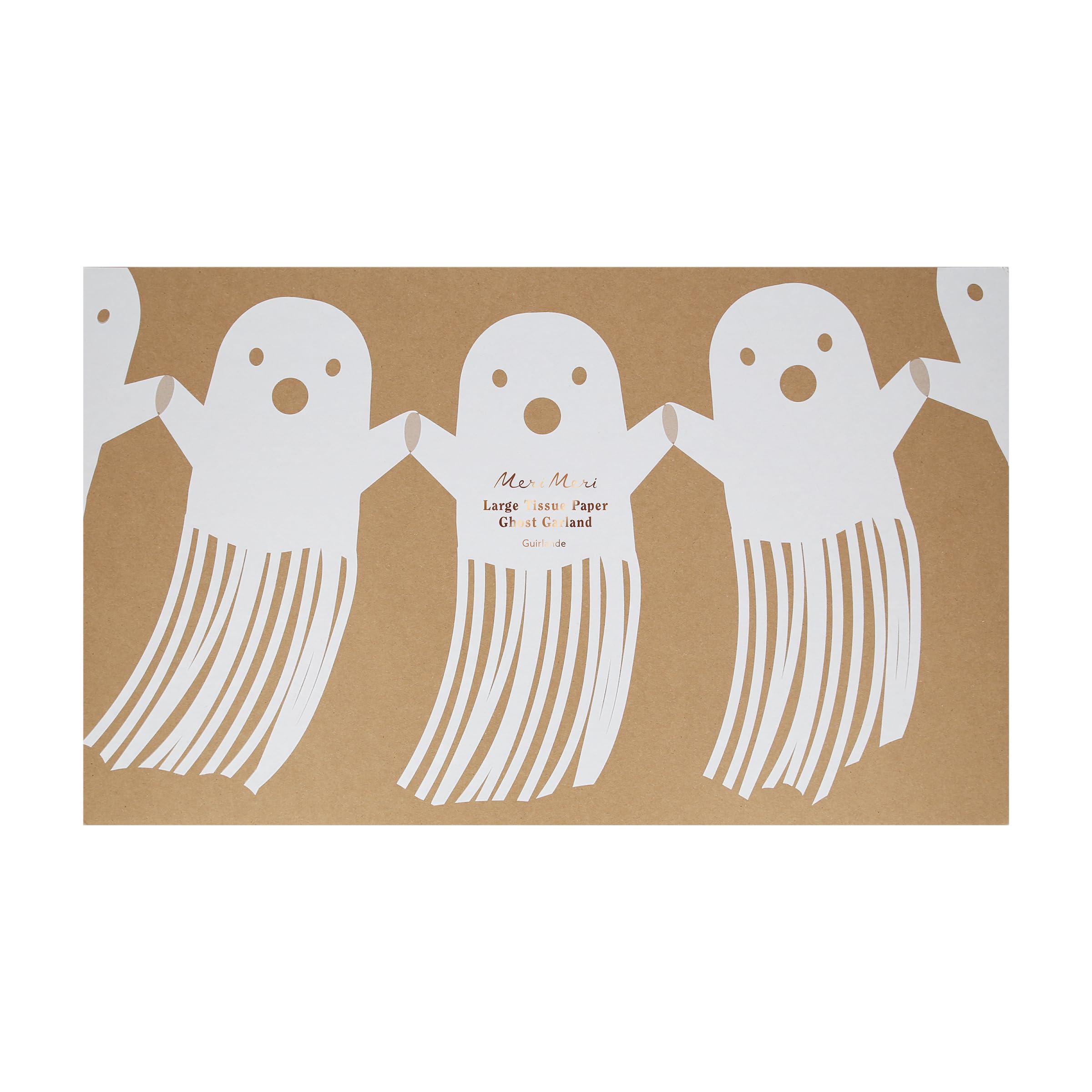 Meri Meri Large Tissue Paper Ghosts Halloween Garland (Pack of 1), 6.5’ Strand with Excess Cord, Features 10 White Ghosts with Cut Out Fringed Details, Large Reusable Halloween Party Decoration - Image 5