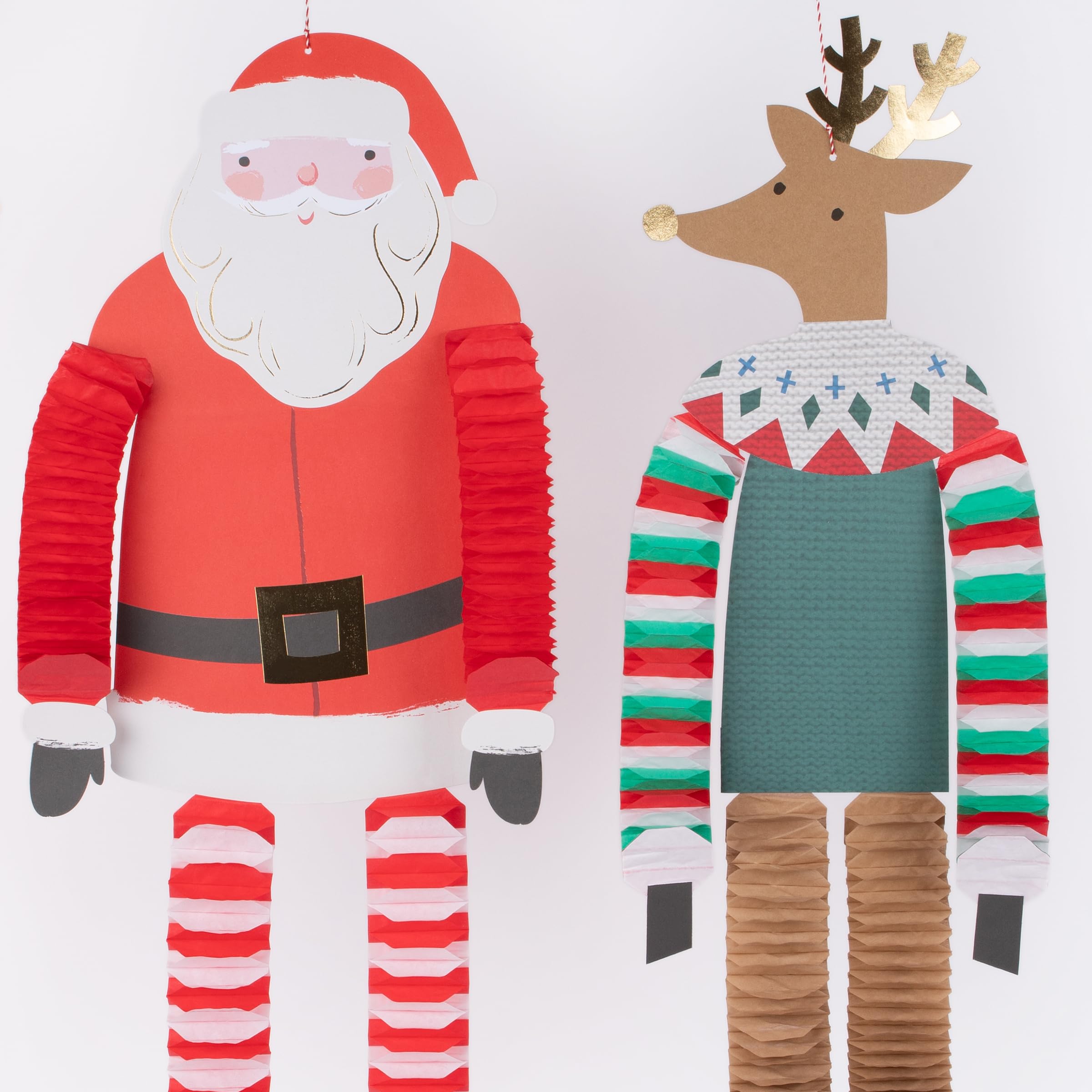Meri Meri Long Legged Santa & Reindeer Hanging Christmas Decorations - Pack of 1 With 2 Candy Canes, Santa 33", Reindeer 33", Candy Canes 24" - Image 3