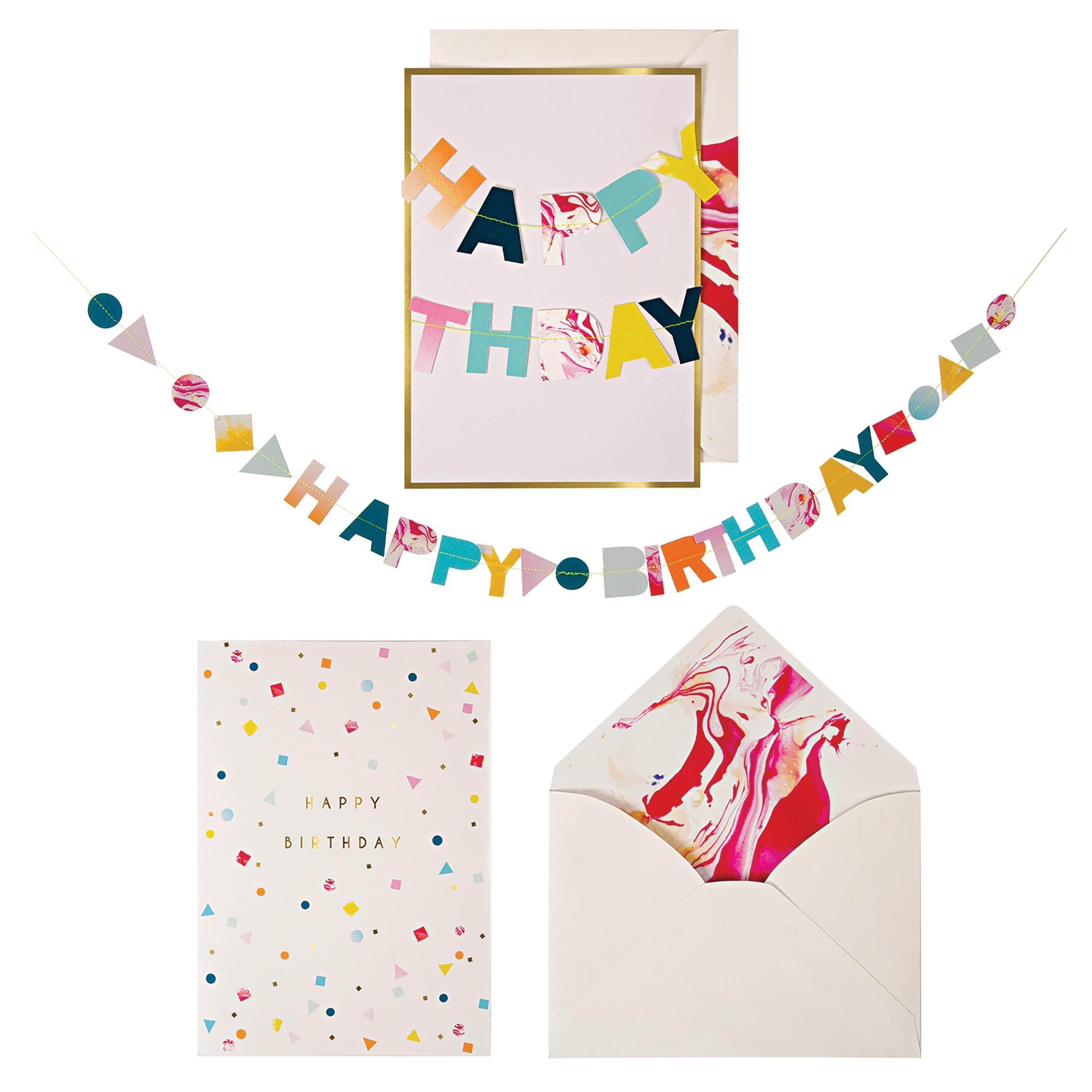 Meri Meri Marble Birthday Garland Card (Pack of 1) - Image 2