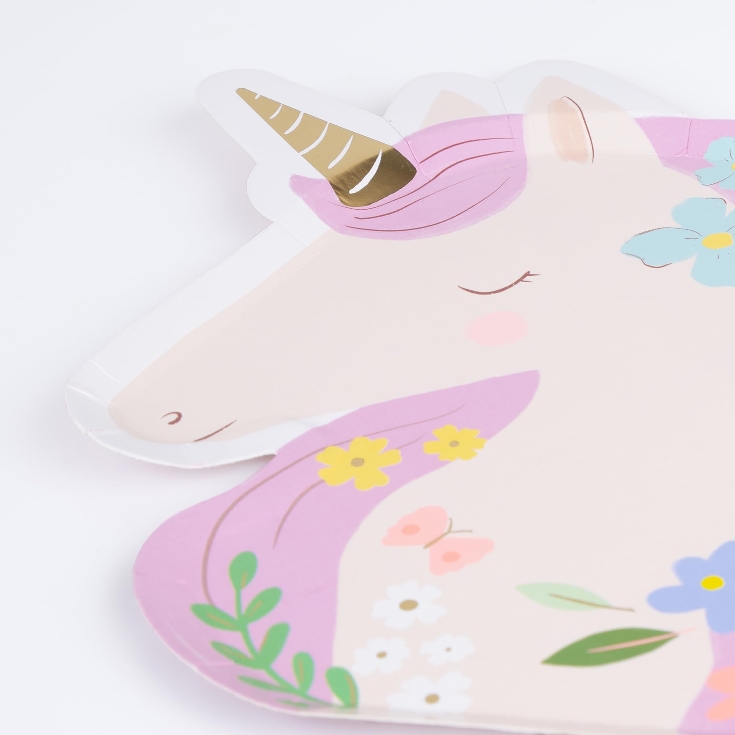 Meri Meri Meadow Unicorns Party Plates (Pack of 8), Disposable Paper Unicorn Plates, Hot & Cold Food, Kids & Adults, Pastel Colous, Gold Foil, 9.25" x 10" - Image 3
