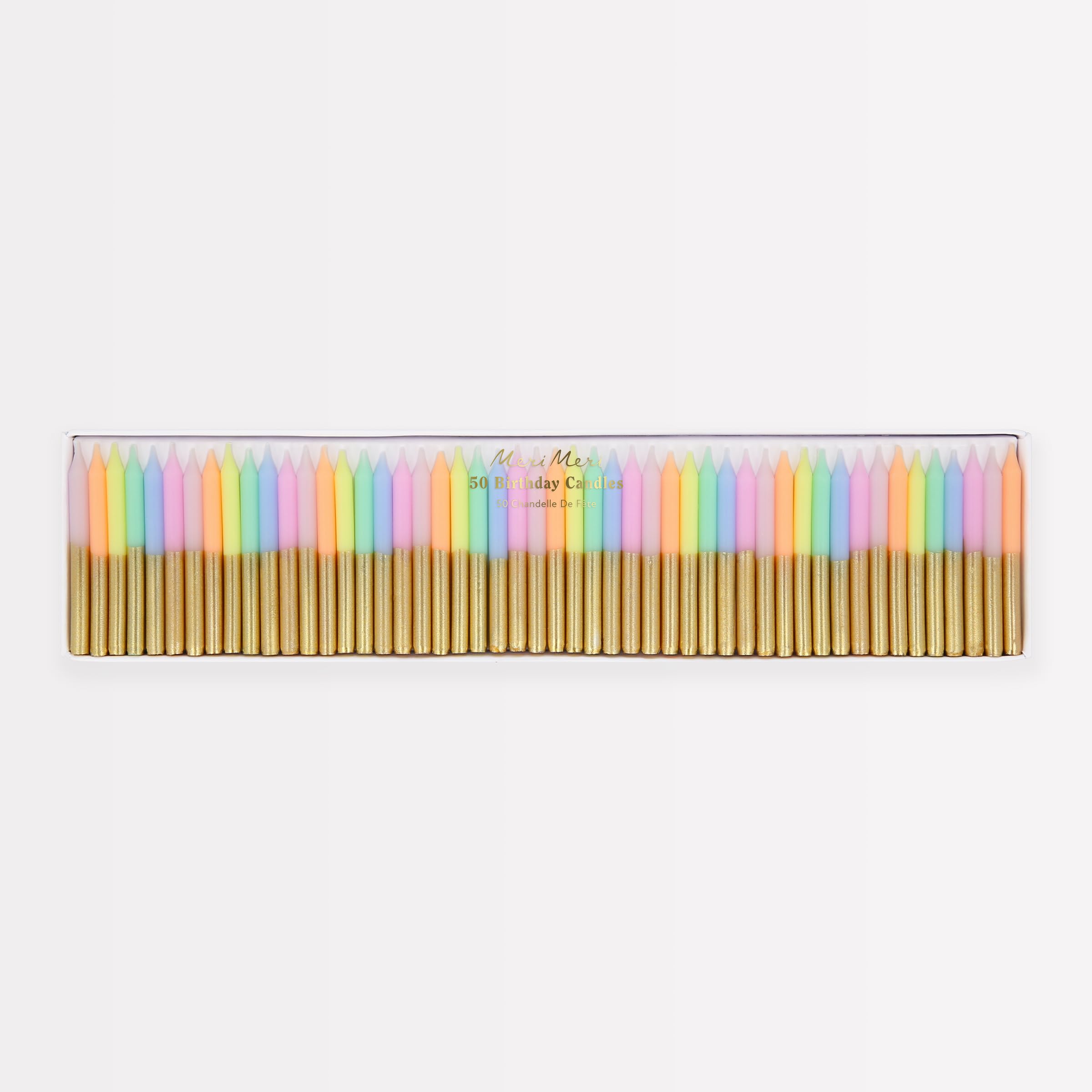 Meri Meri Mini Birthday Candles for Cake (Pack of 50), Unscented Meri Meri Birthday Candles