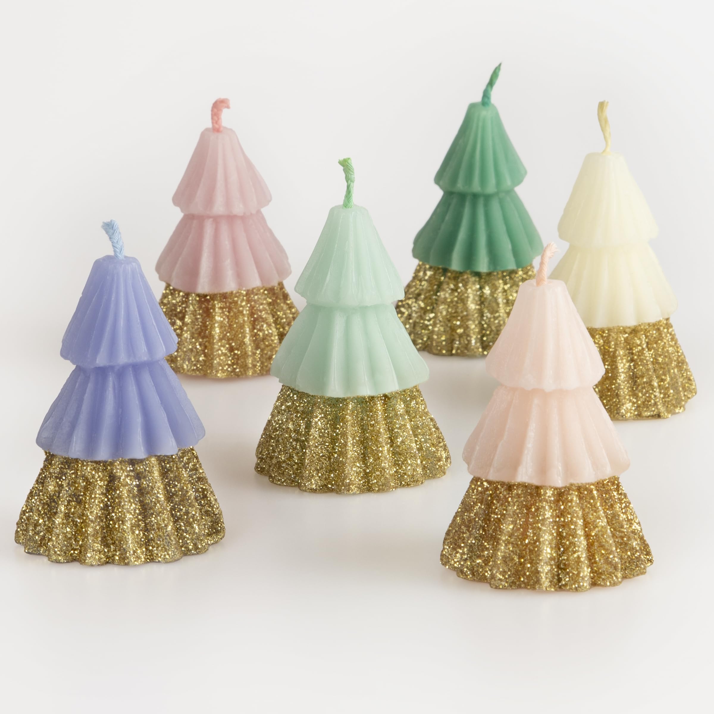 Meri Meri Mini Christmas Tree Candles (Pack of 6), Unscented, 2.5" Tall Decorative Candles, Long Lasting, Burn Approx 1.2 Hours - Image 2