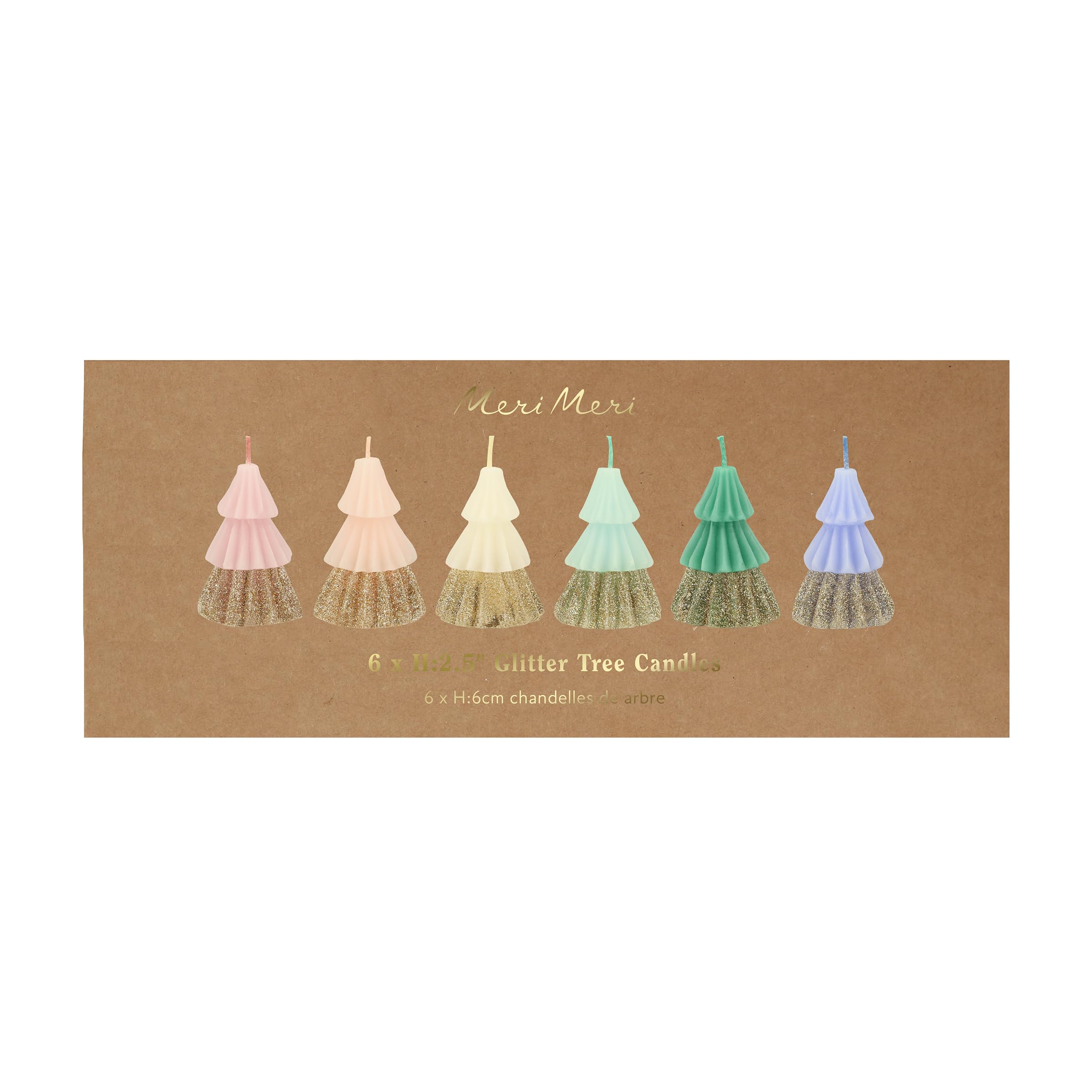 Meri Meri Mini Christmas Tree Candles (Pack of 6), Unscented, 2.5" Tall Decorative Candles, Long Lasting, Burn Approx 1.2 Hours - Image 4