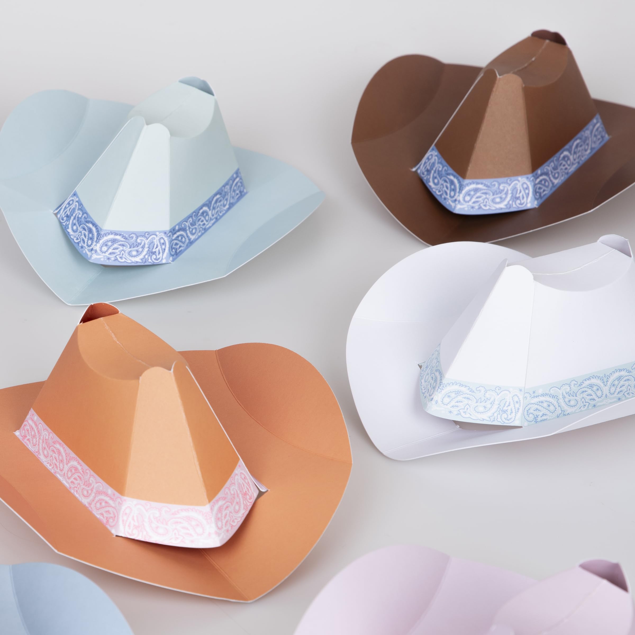 Meri Meri Mini Cowboy Party Hats (Pack of 8), Paper Birthday Party Hats, 8 Stylish Colors, Ages 3+, Cowboy Western Party Decorations, 7.25" x 2.75" x 7.5" - Image 3