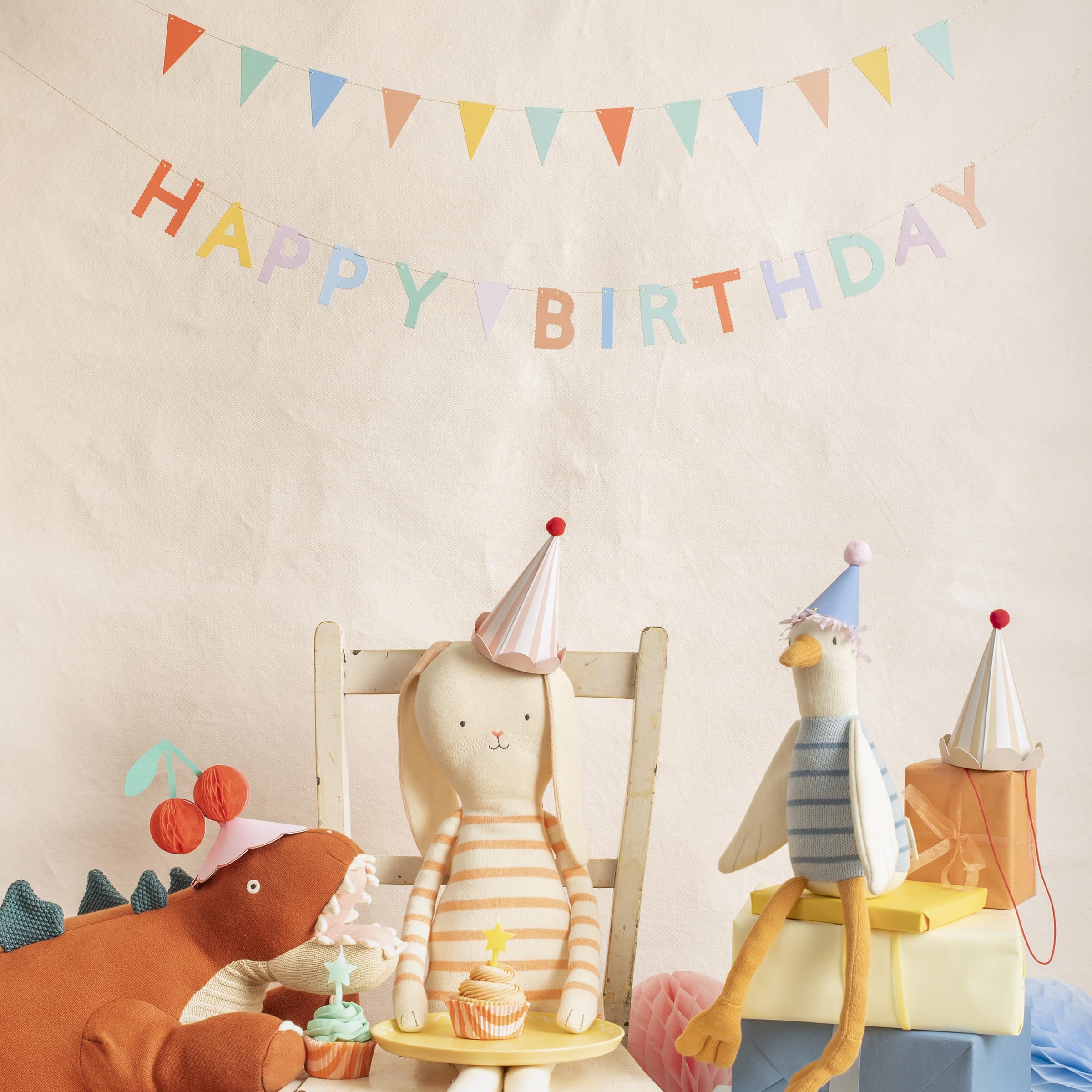 Meri Meri Mini Matchbox Happy Birthday Banner (Pack of 2), Reusable Party Decorations, 5' Birthday Party Banner with Excess Cord - Image 2