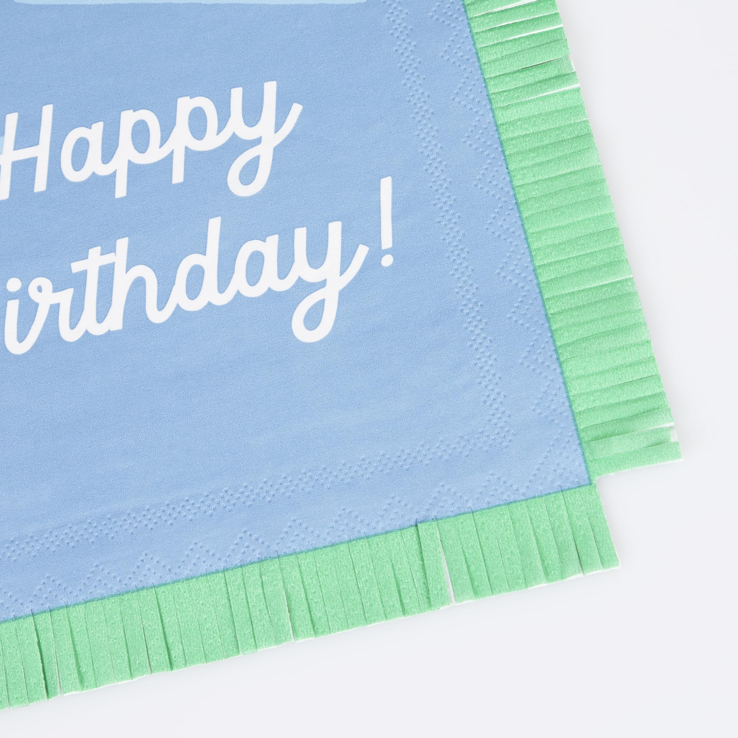 Meri Meri Mixed Happy Birthday Napkins, (Pack of 16), Disposable Paper Happy Brithday Party Napkins, Thick & Absorbent 3-Ply Paper, Vibrant Colours, Fringed Border - Image 2