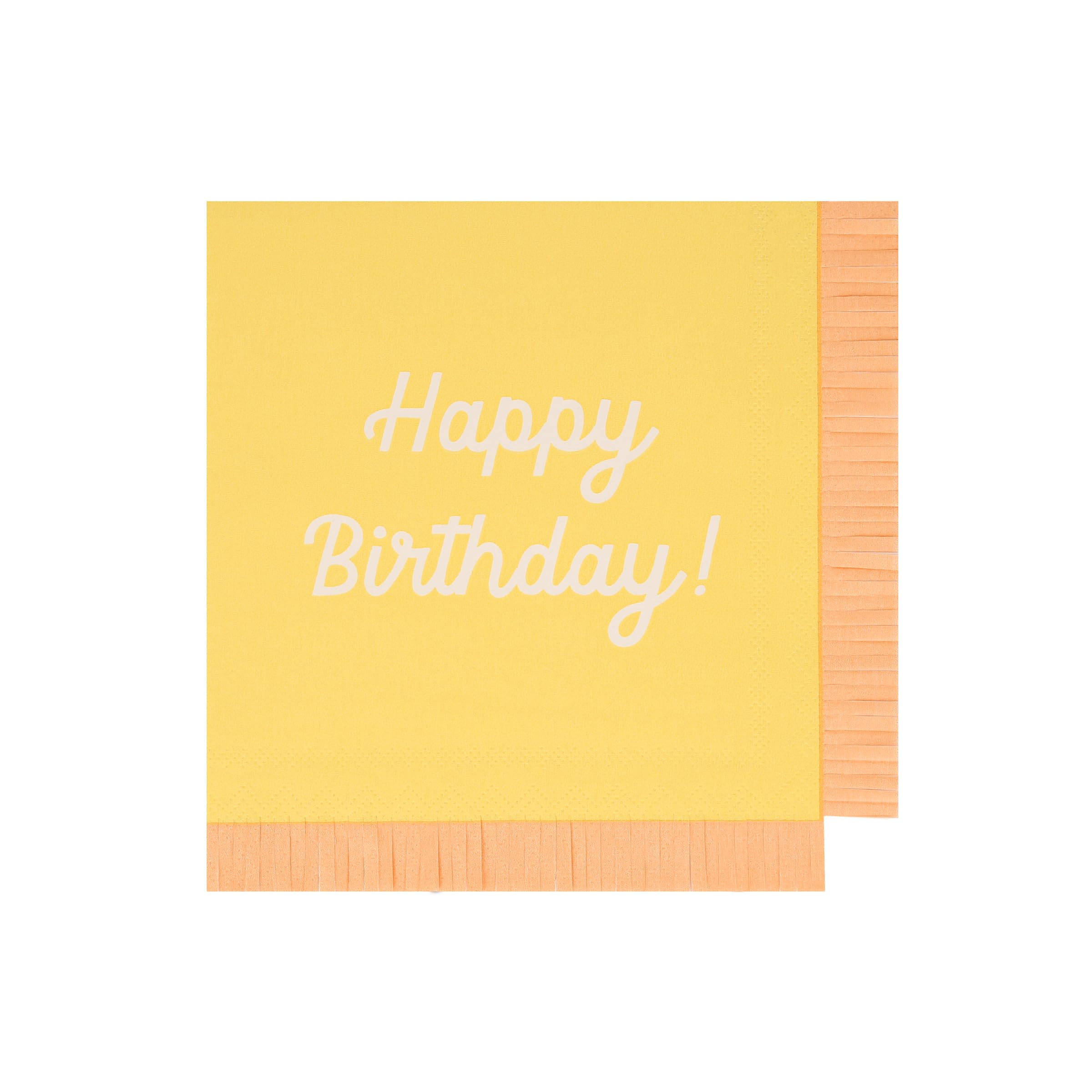 Meri Meri Mixed Happy Birthday Napkins, (Pack of 16), Disposable Paper Happy Brithday Party Napkins, Thick & Absorbent 3-Ply Paper, Vibrant Colours, Fringed Border - Image 5