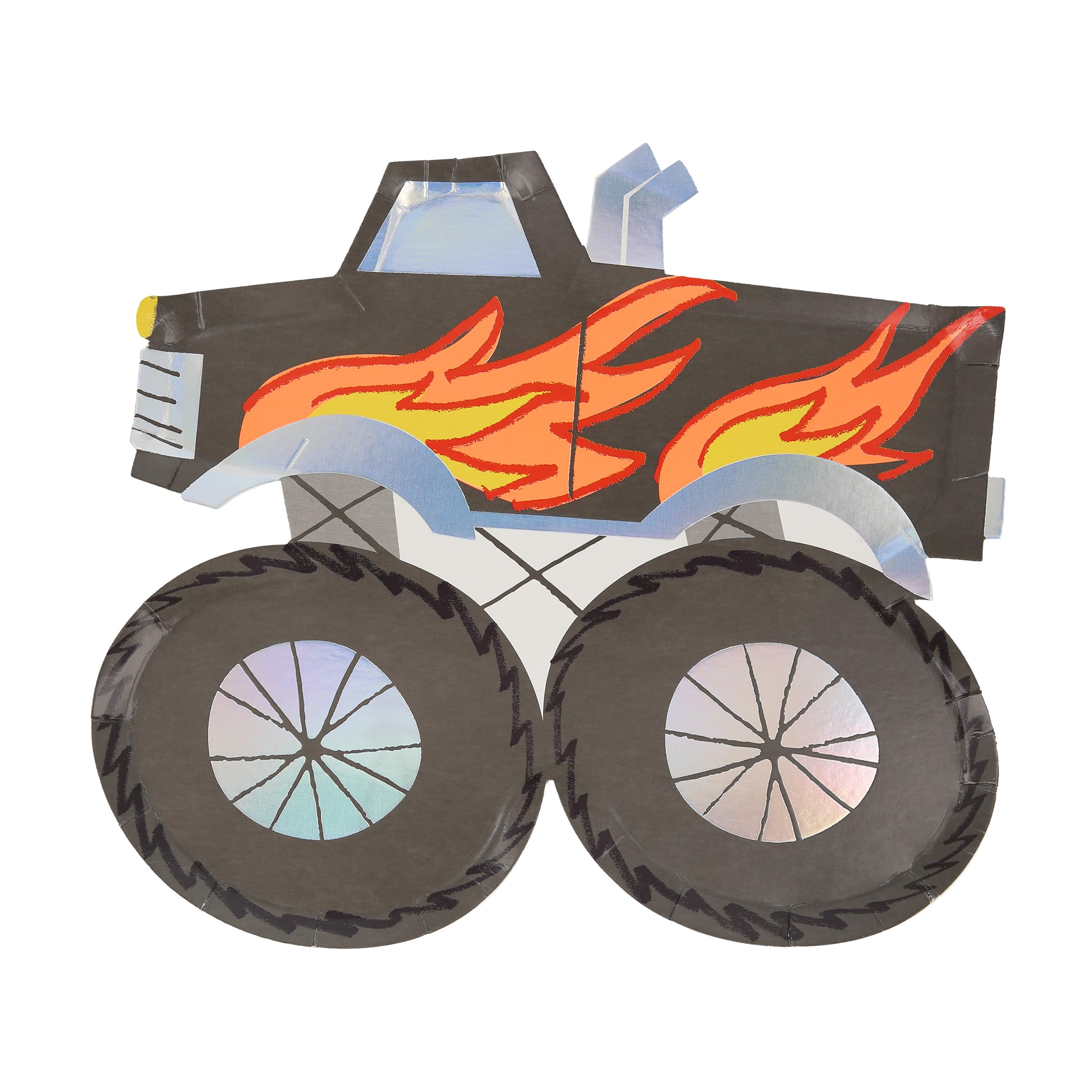 Meri Meri Monster Truck Party Plates (Pack of 8), Disposable Paper Plates for Birthday Party, 3 Vibrant Colours, Hot & Cold Food, 9.5" x 8.5" - Image 3