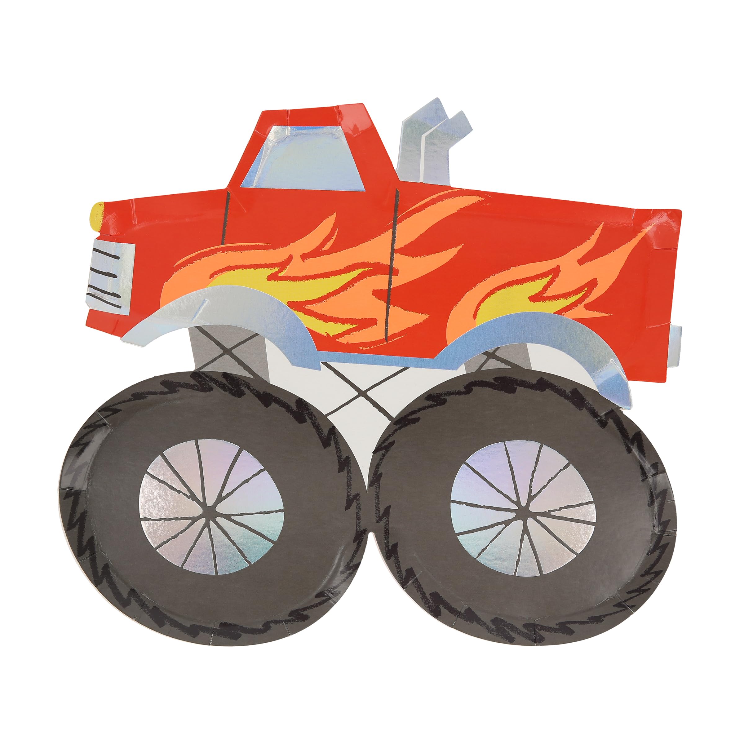 Meri Meri Monster Truck Party Plates (Pack of 8), Disposable Paper Plates for Birthday Party, 3 Vibrant Colours, Hot & Cold Food, 9.5" x 8.5" - Image 4