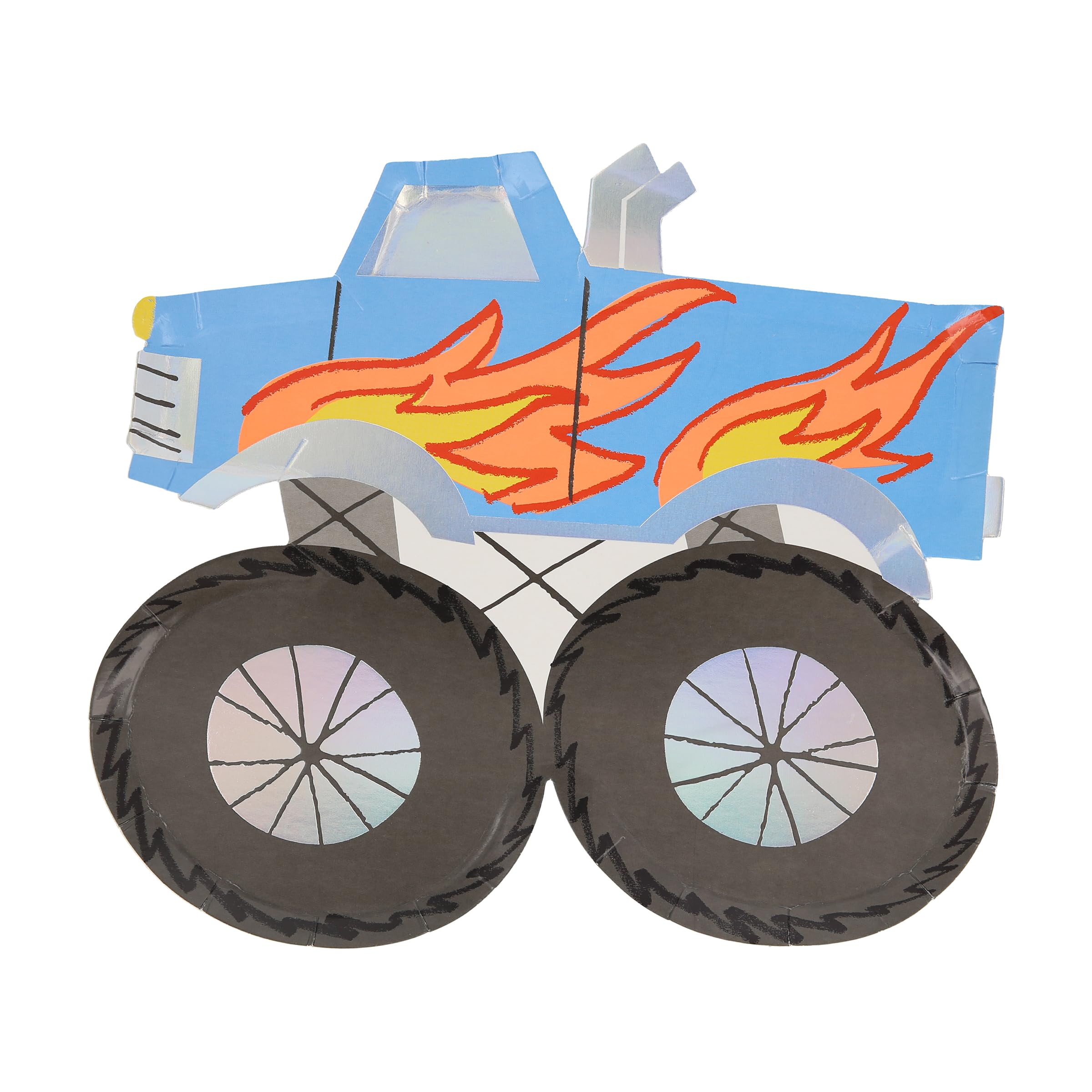Meri Meri Monster Truck Party Plates (Pack of 8), Disposable Paper Plates for Birthday Party, 3 Vibrant Colours, Hot & Cold Food, 9.5" x 8.5" - Image 5