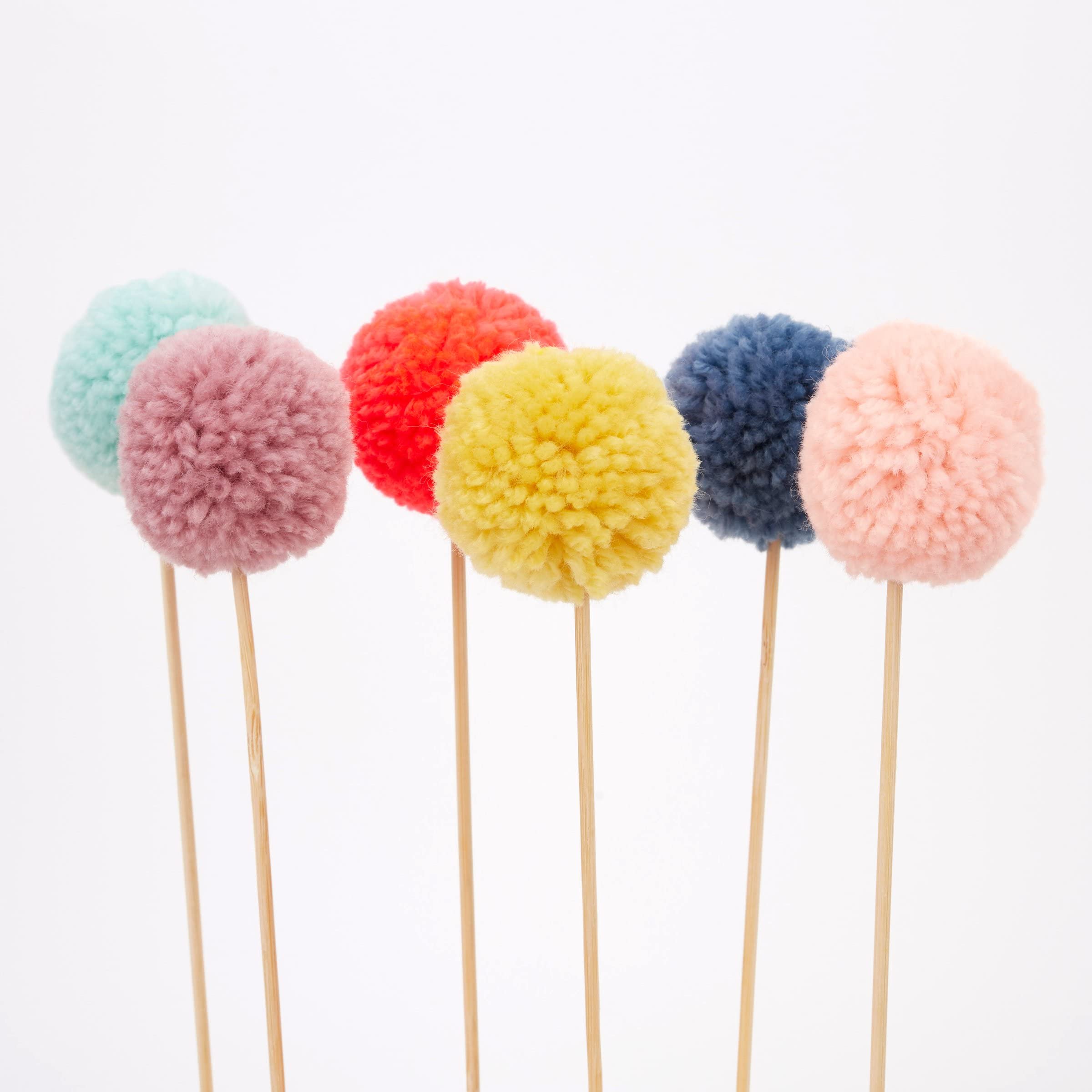 Meri Meri Multi Pompom Cake Toppers (Pack of 6) - Image 3