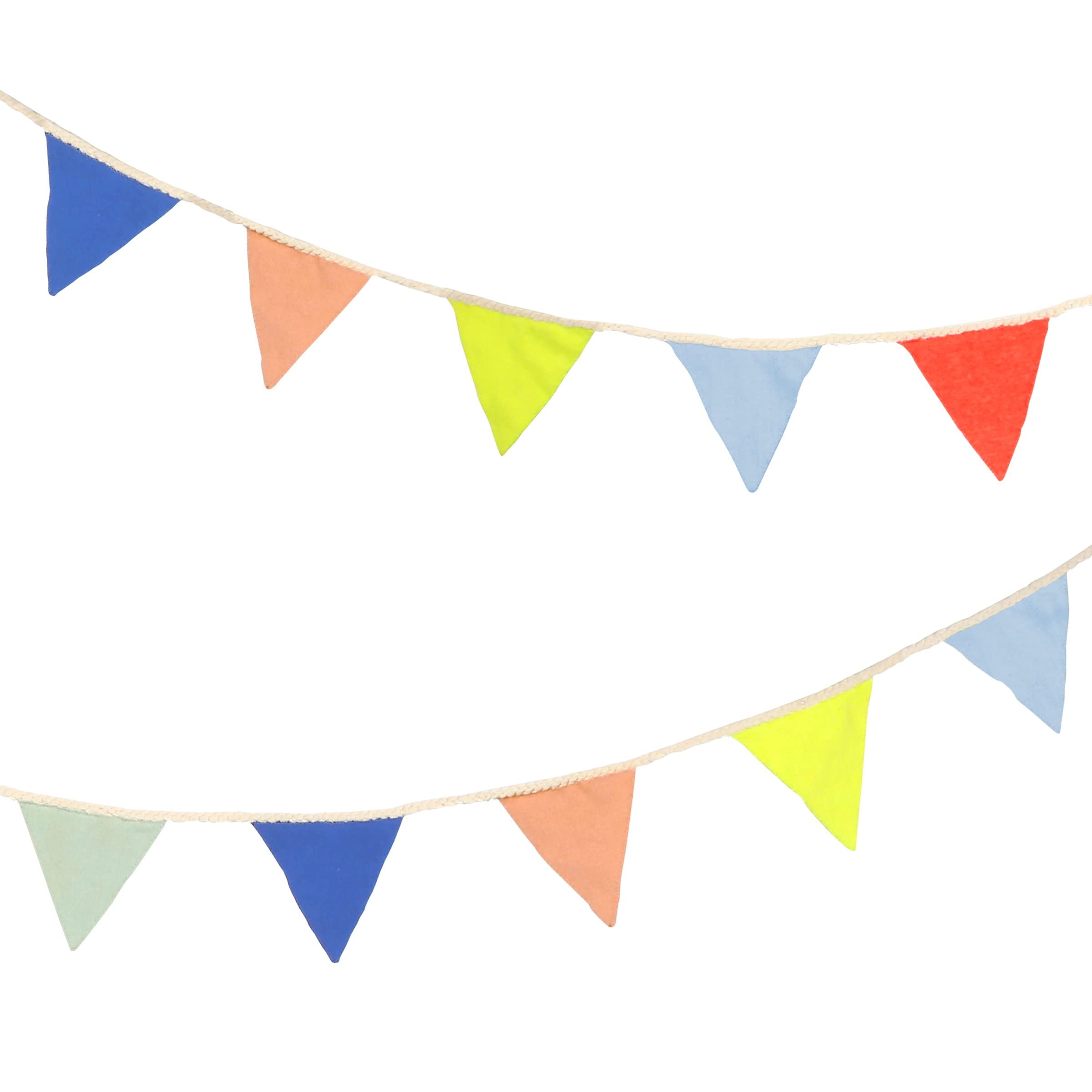 Meri Meri Multicolor Knitted Pennant Banner (Pack of 1), 11' Pennant Flag Banner w Excess Cord, Birthday Party Decorations