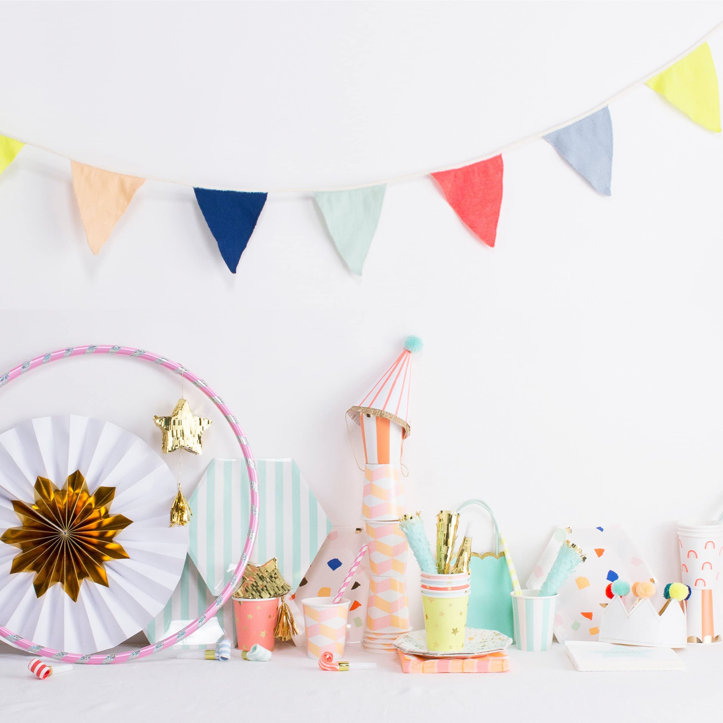 Meri Meri Multicolor Knitted Pennant Banner (Pack of 1), 11' Pennant Flag Banner w Excess Cord, Birthday Party Decorations - Image 5