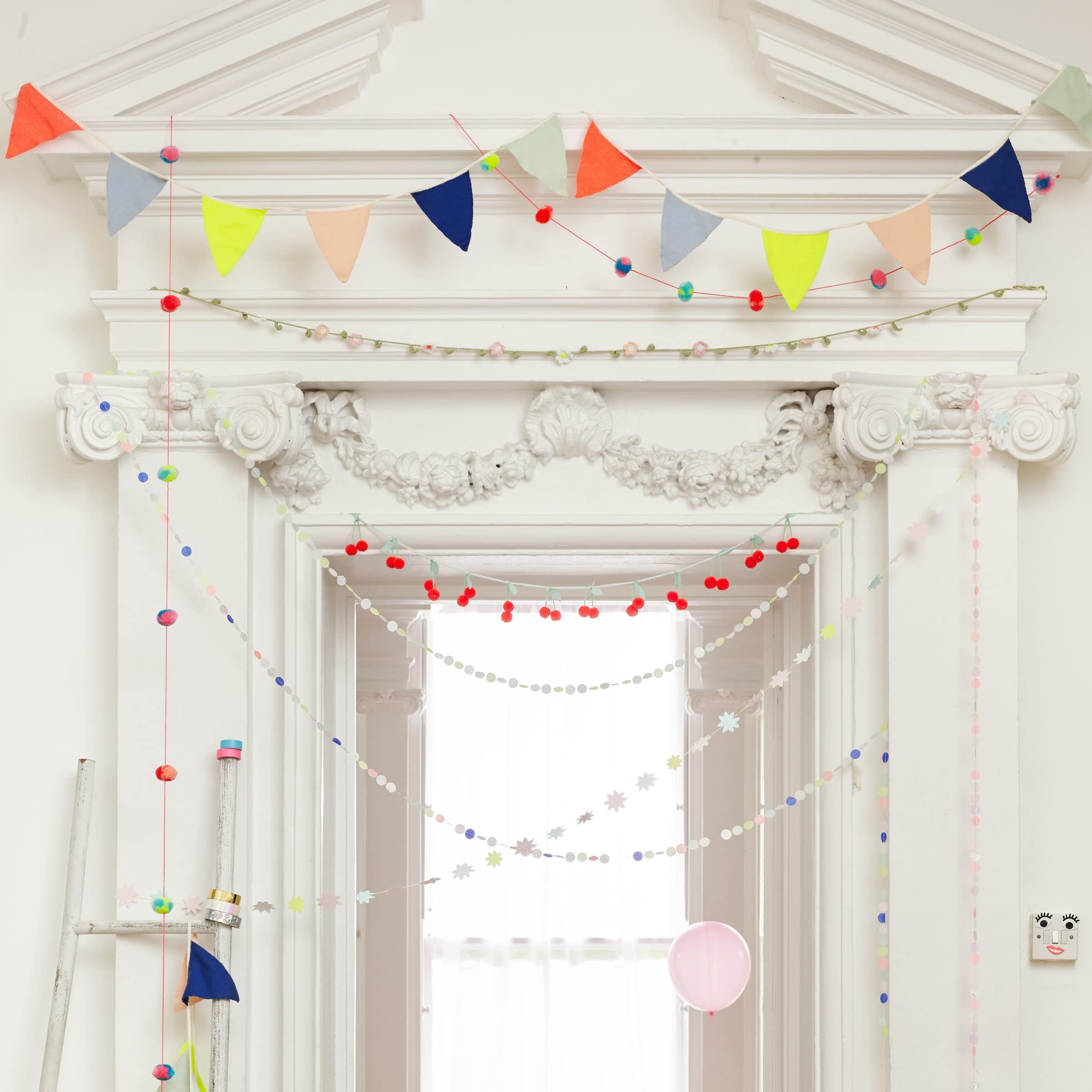 Meri Meri Multicolor Knitted Pennant Banner (Pack of 1), 11' Pennant Flag Banner w Excess Cord, Birthday Party Decorations - Image 6