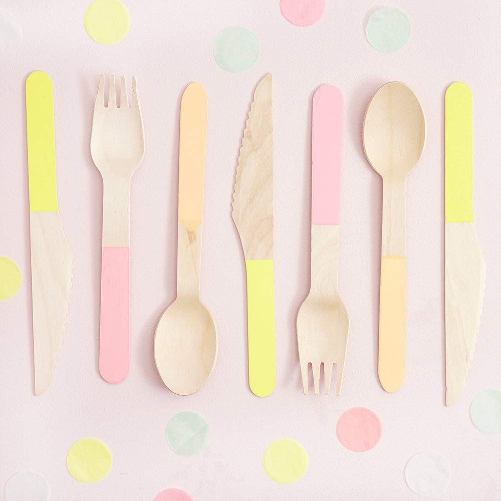 Meri Meri Neon Wooden Cutlery Set - Image 3