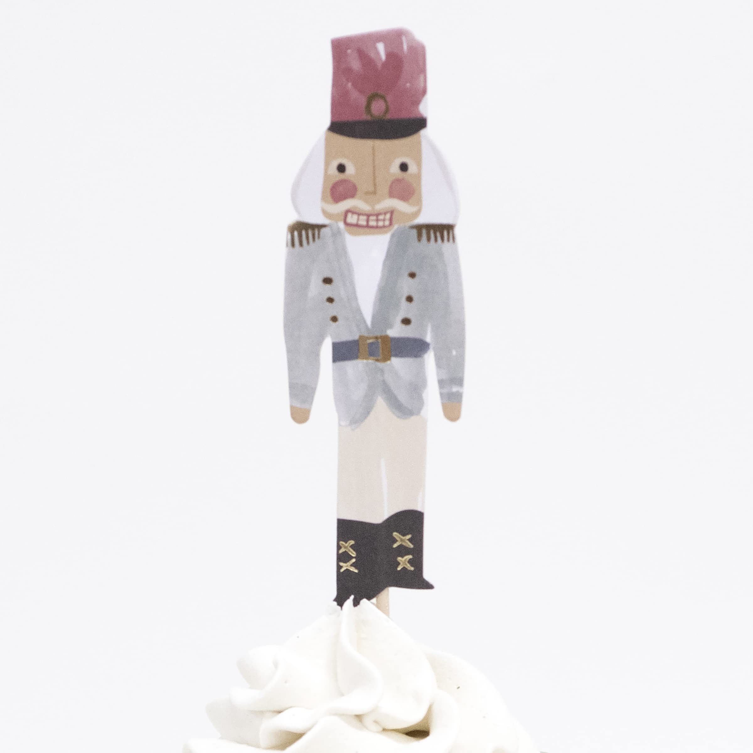 Meri Meri Nutcracker Cupcake Kit (Pack of 24), Christmas Cupcake Decorations, Cupcake Toppers & Crepe Paper, Gold Foil Details - Image 5