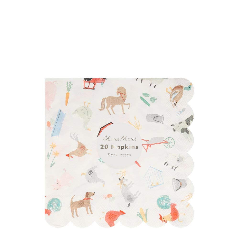 Meri Meri On The Farm Large Napkins (Pack of 20), Thick & Absorbent 3-Ply Paper Napkins, Disposable - Image 2