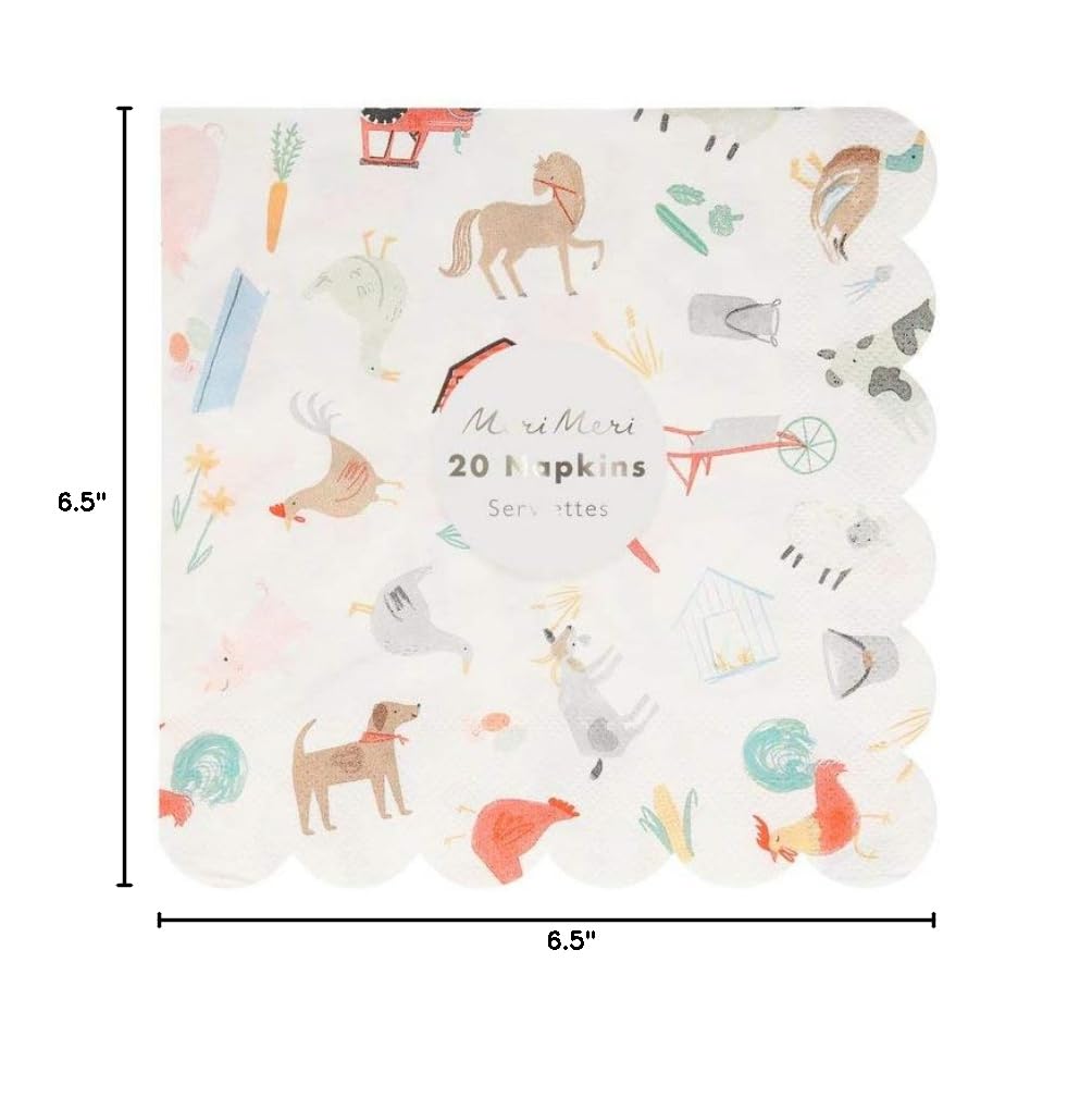 Meri Meri On The Farm Large Napkins (Pack of 20), Thick & Absorbent 3-Ply Paper Napkins, Disposable - Image 3