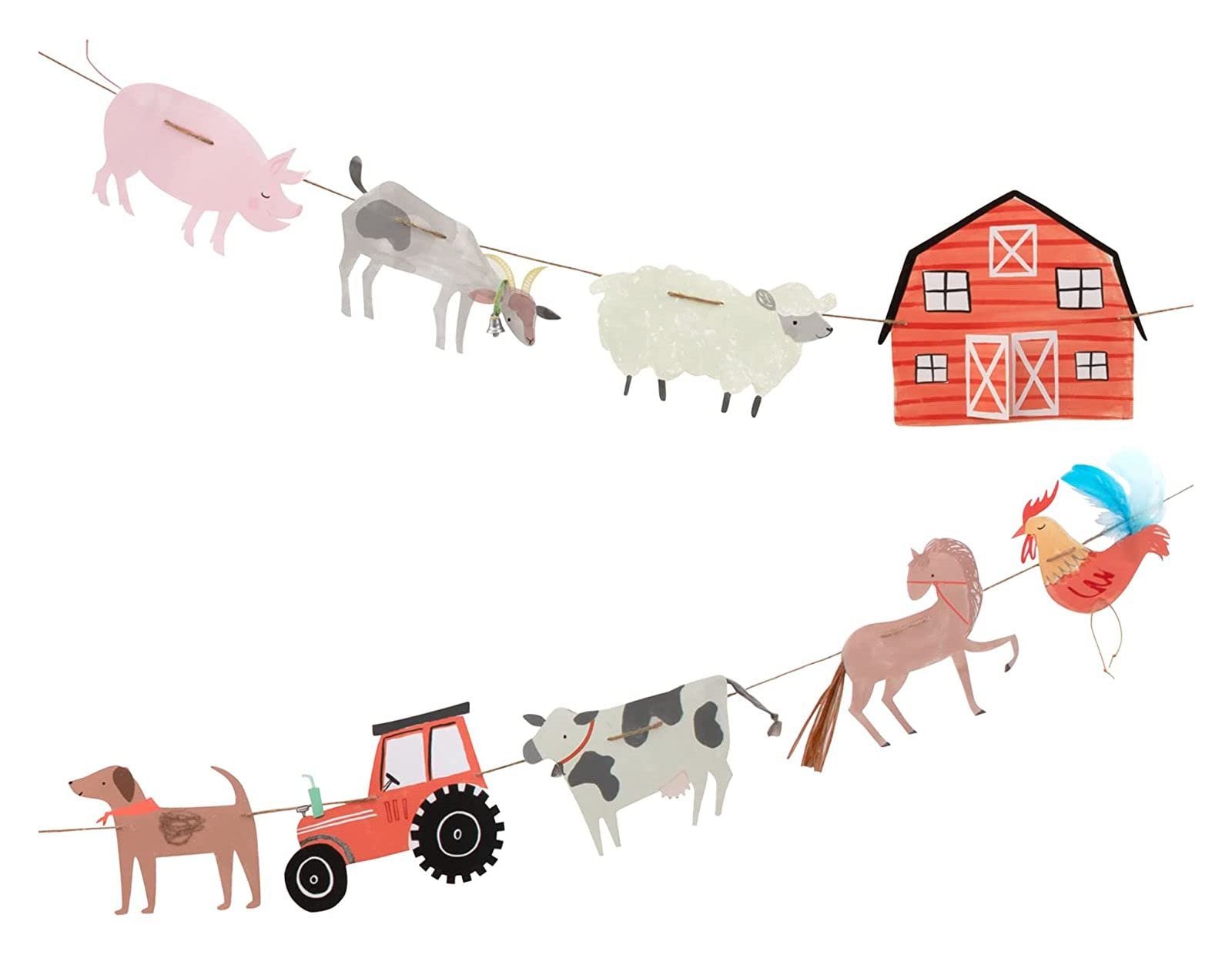 Meri Meri On The Farm Party Banner (Pack of 1), 10' Party Garland Including Excess Cord