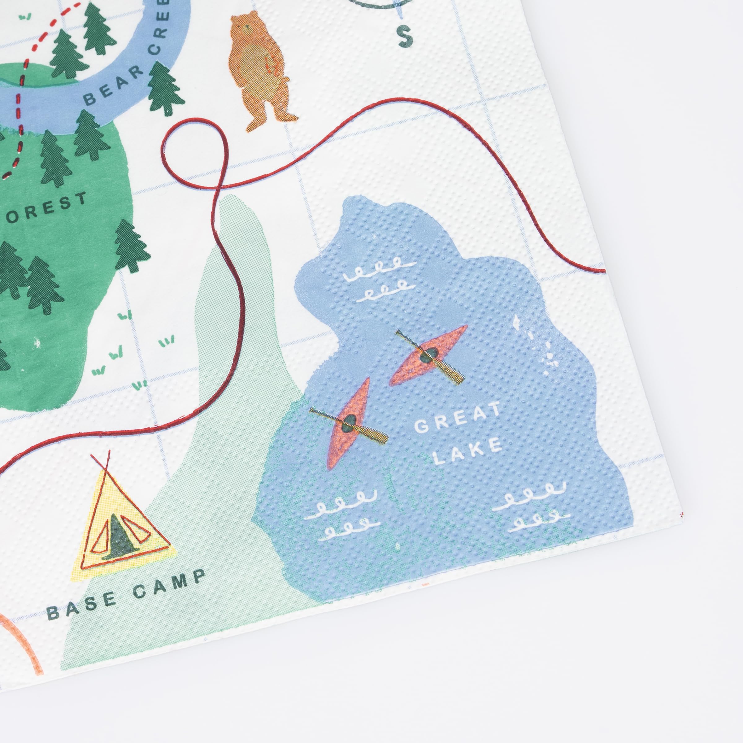 Meri Meri Outdoor Adventures Map Napkins (Pack of 16), Disposable Paper Party Napkins, Thick & Abosrbent 3-Ply Paper, Shimmering Gold Foil, 6.5" x 6.5" - Image 3