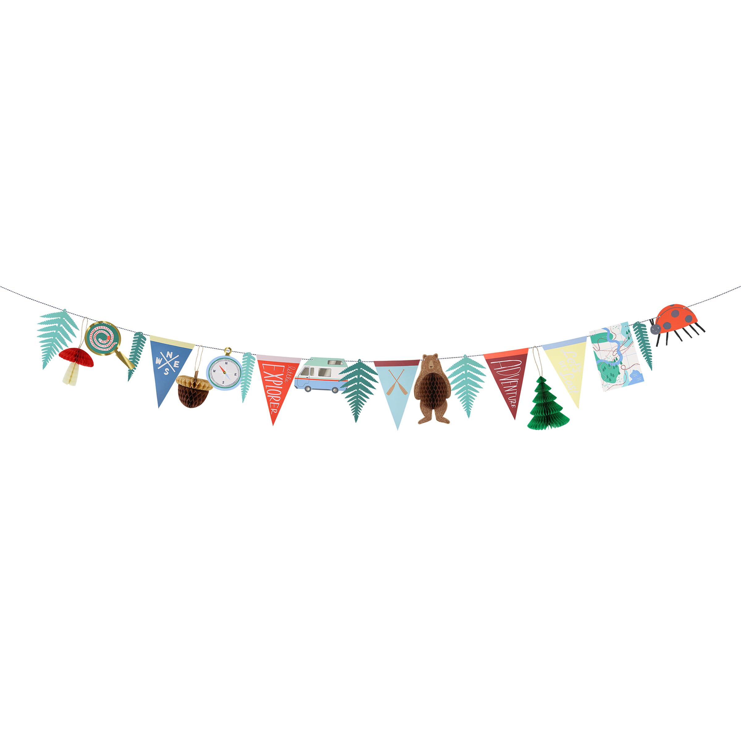 Meri Meri Outdoor Adventures Party Garland (Pack of 1), Resuable Party Decorations, Paper Garland, Honeycomb Details, Retro Colours, Easy to Hang, 14' Including Excess Cord - Image 3