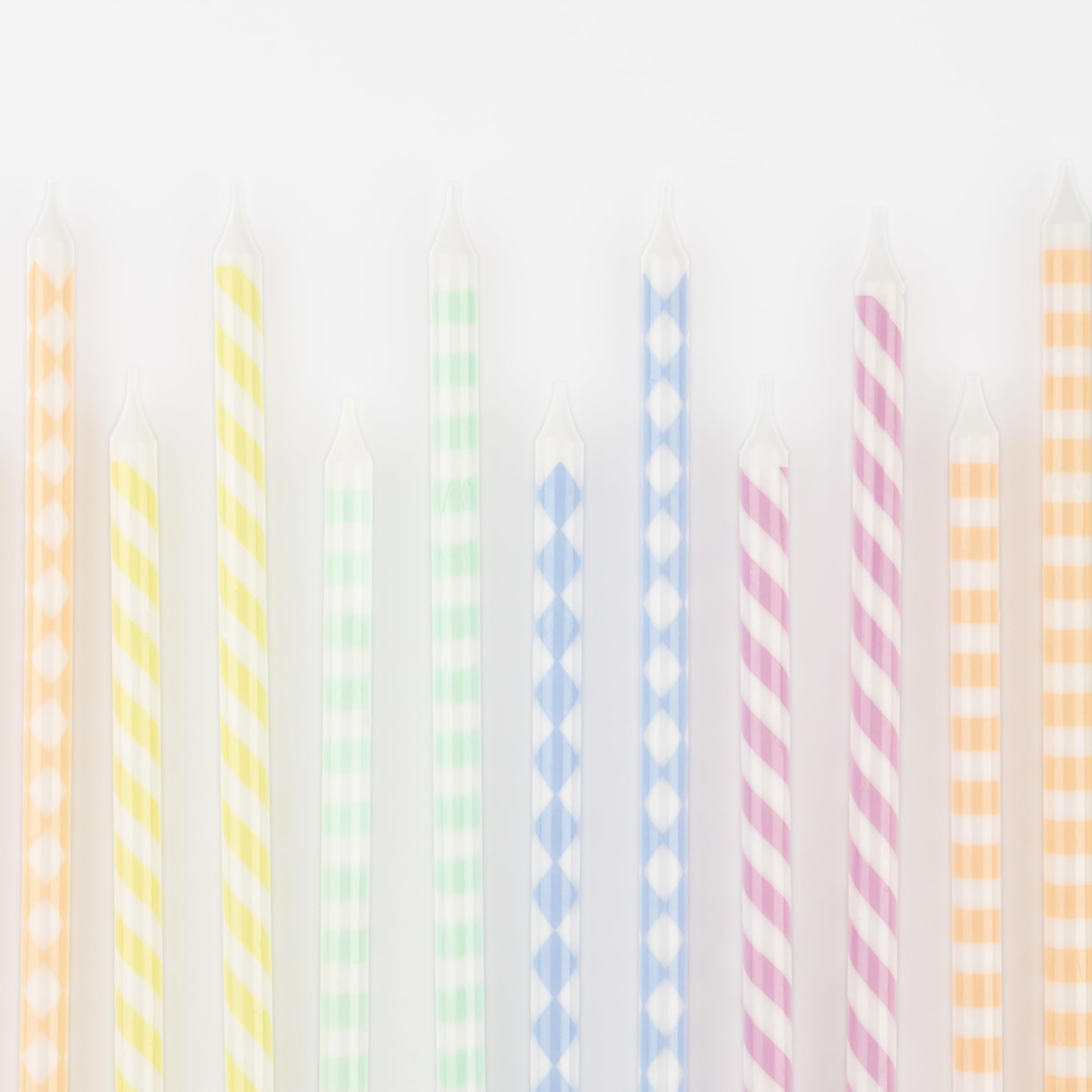 Meri Meri Pastel Patterned Candles (Pack of 16), Pastel Birthday Candles, Tall & Elegant, 5.75" Tall, Unscented - Image 3