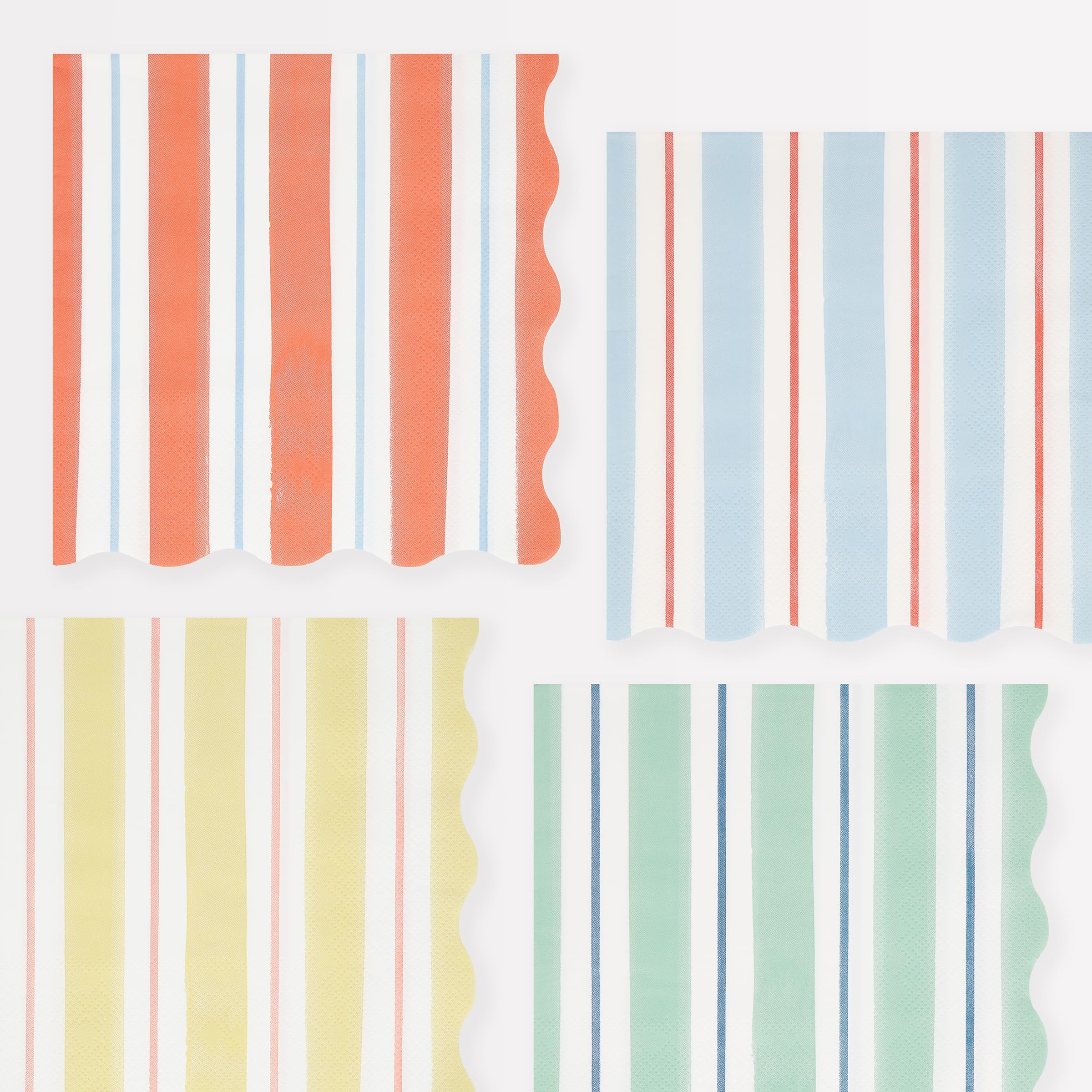 Meri Meri Pastel Striped Napkins (Pack of 16), Thick & Absorbent 3-Ply Paper Pastel Napkins with Wavy Edges, Available in Dinner & Cocktail Sizes, Disposable