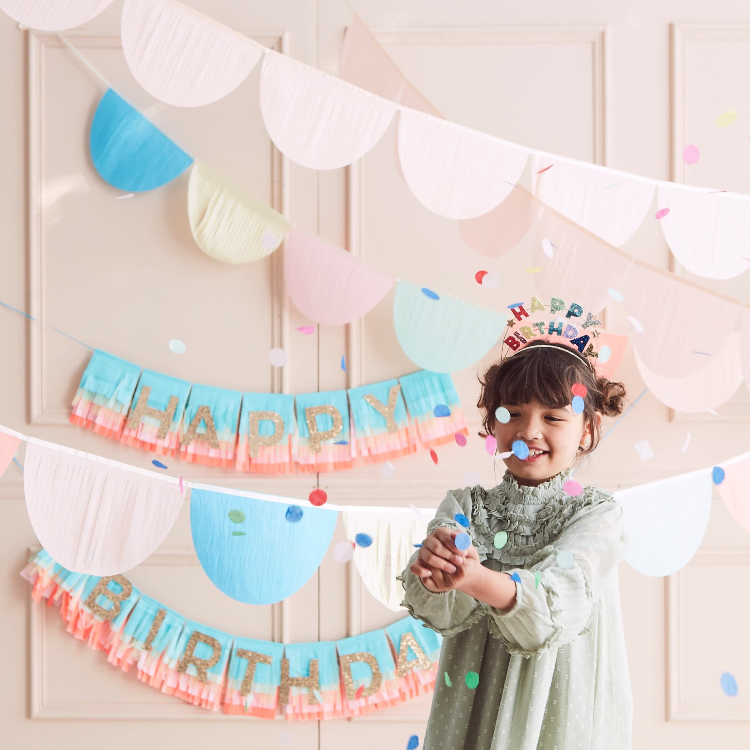Meri Meri Peach Scallop Pennant Banner (Pack of 2), 13' Party Banner Including Excess Cord, Garland Birthday Party Decorations - Image 5